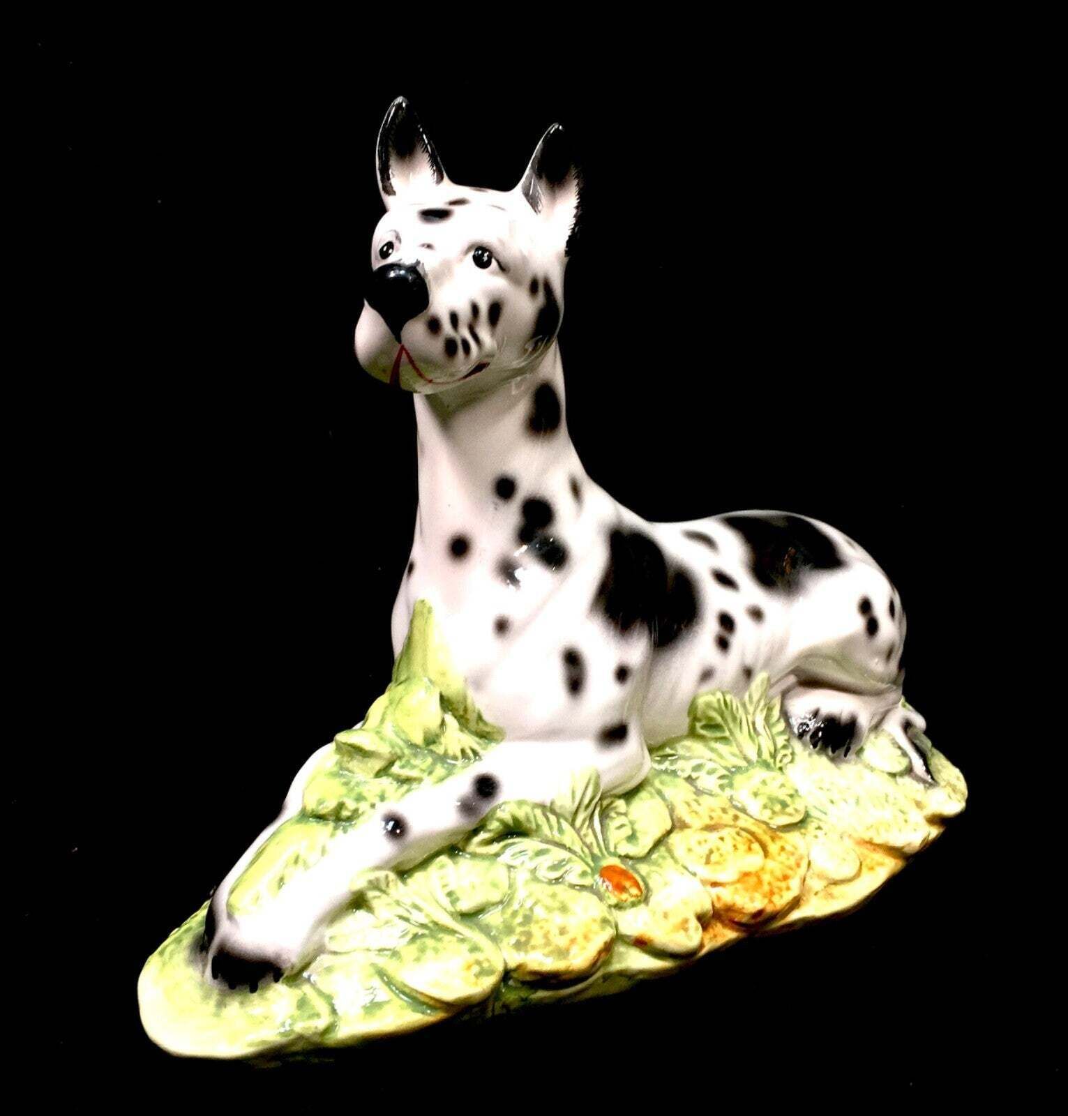 Vintage 20th Century Italian Bassano Pottery Dog Figurine / Great Dane / 1980s photo Home Decor