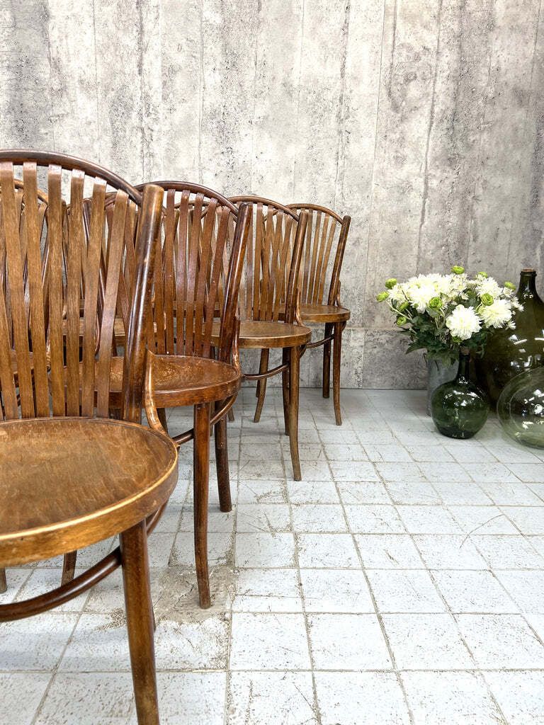 Set Of Twelve Corbeille Style Bentwood Bistro Chairs photo for sale