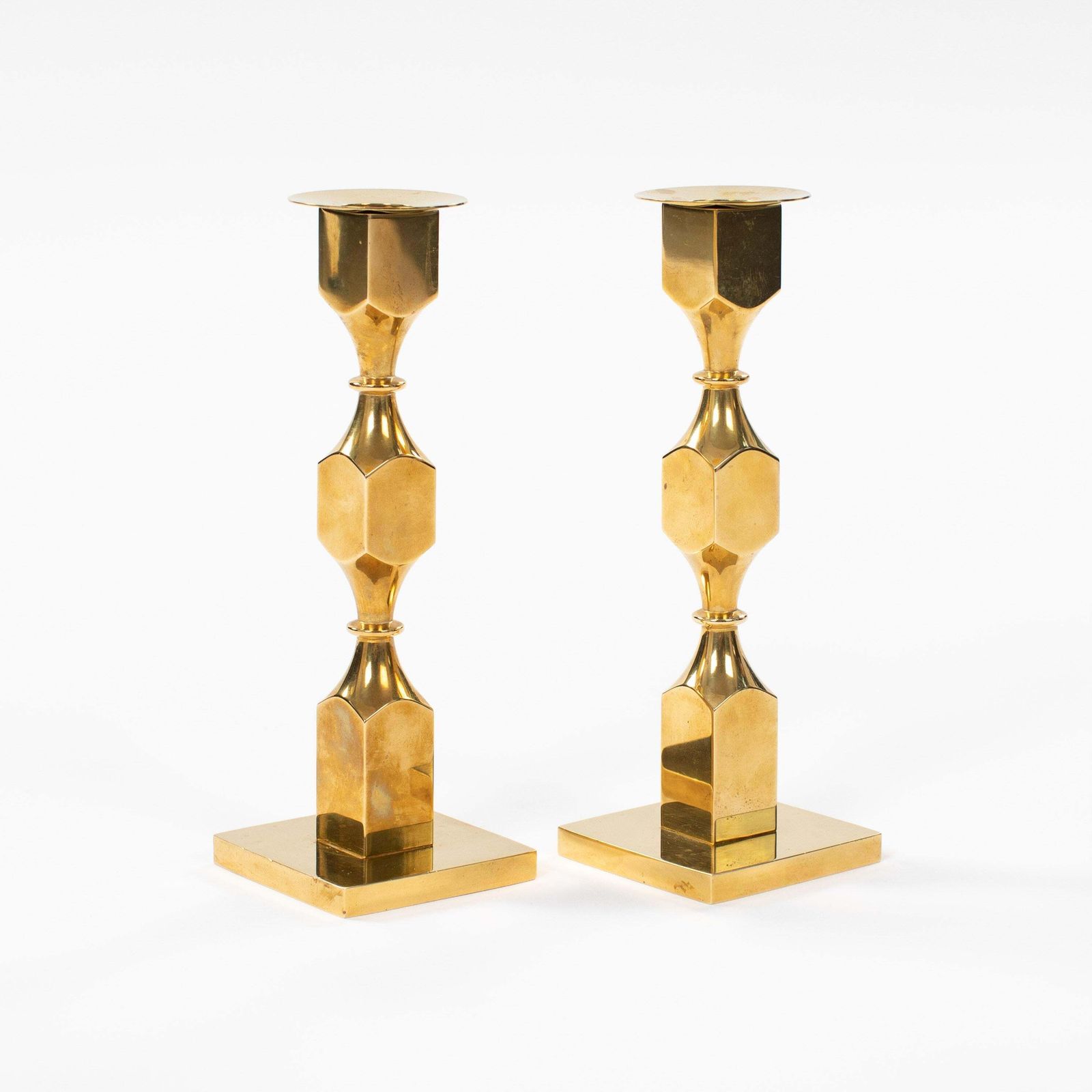 Pair Of Modern, Heavy Brass Candlesticks By Bernt Karlsson By Gusum 1980, Signed photo furniture