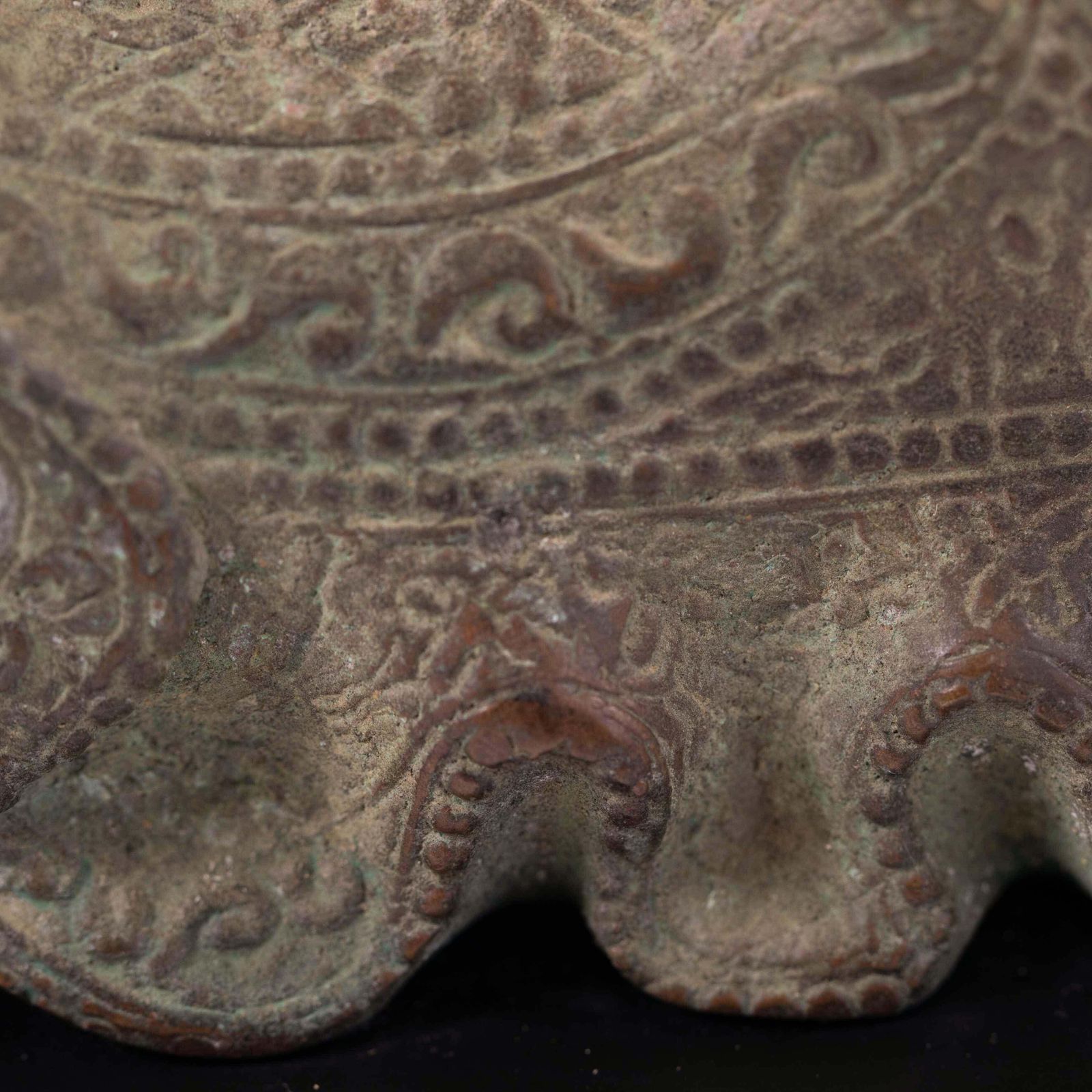 photo buy Asian Figural Bronze Table Lamp Of A Lying Buddha With Green Shade Myanmar 1920s