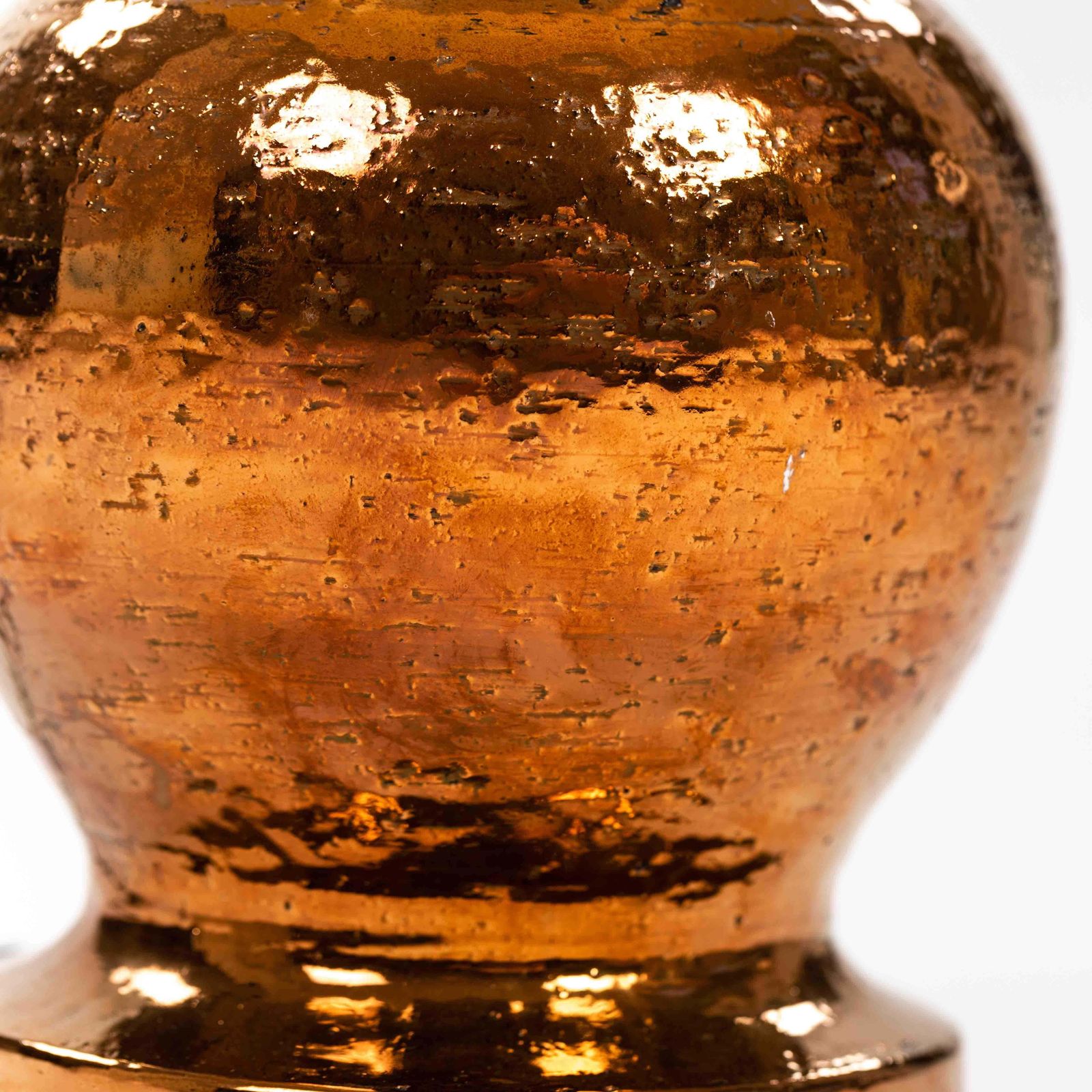 photo for sale Pair Of Mid Century Copper Colored Ceramik Table Lamps Signed Bergboms Sweden