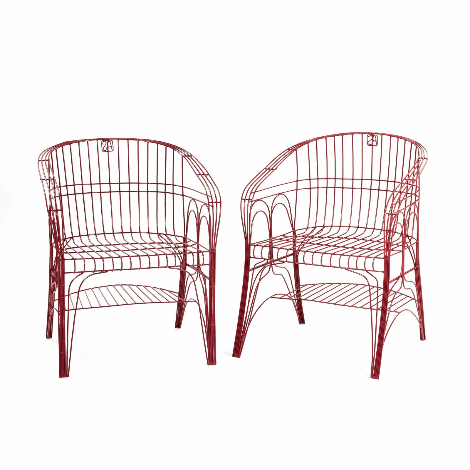 Pair Of Red Modern Italian Armchairs In Welded Construction By A. Spazzapan 2005 photo furniture