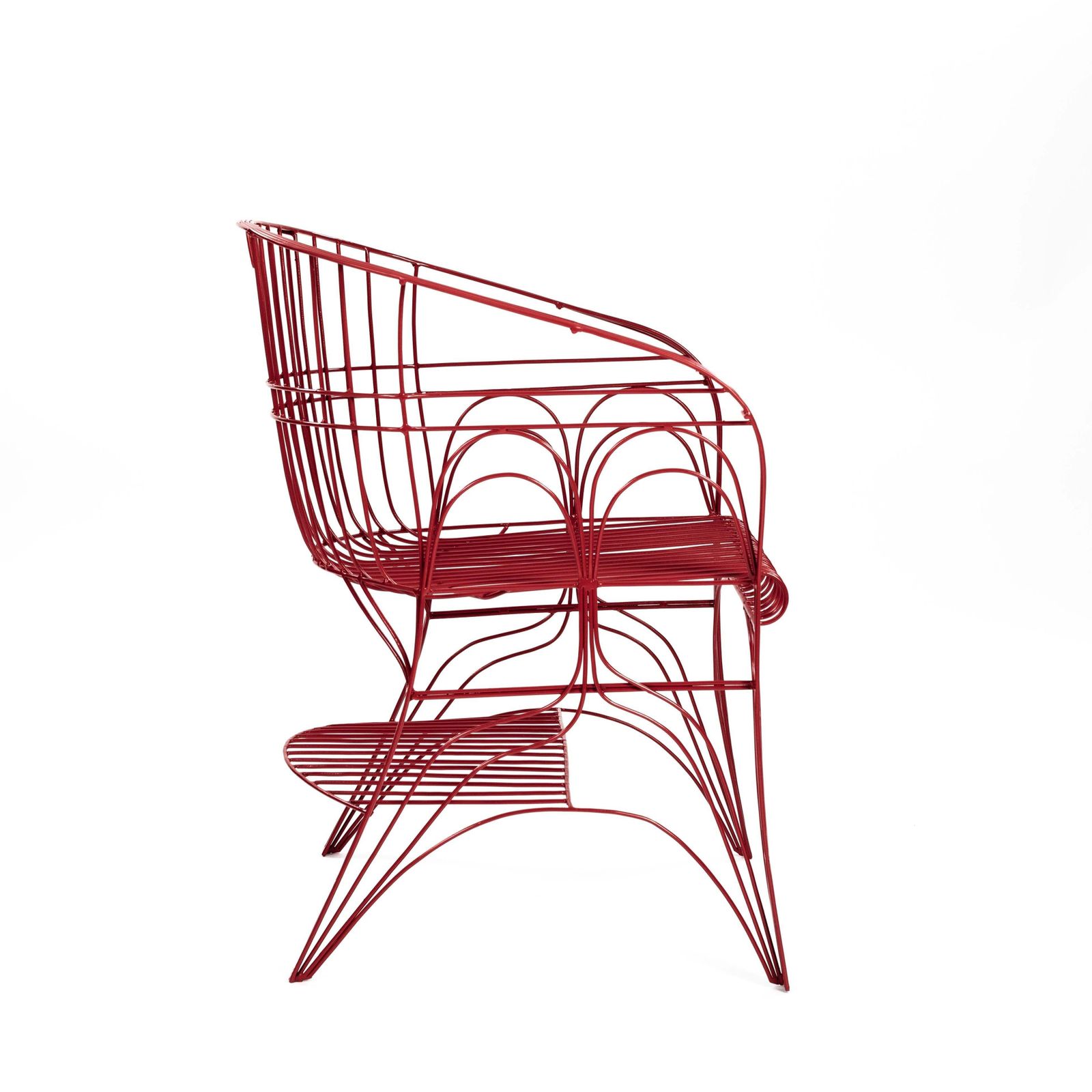 photo furniture Pair Of Red Modern Italian Armchairs In Welded Construction By A. Spazzapan 2005