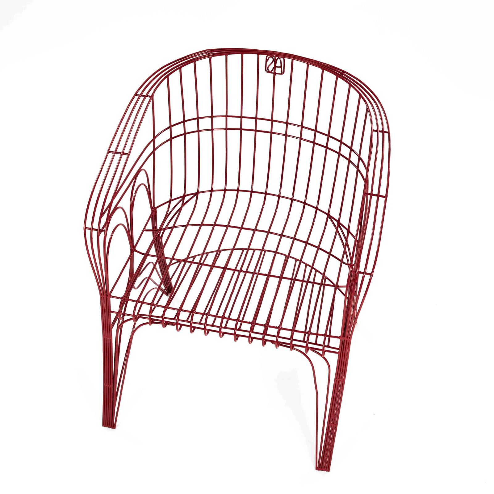 9251.0 Pair Of Red Modern Italian Armchairs In Welded Construction By A. Spazzapan 2005 photo