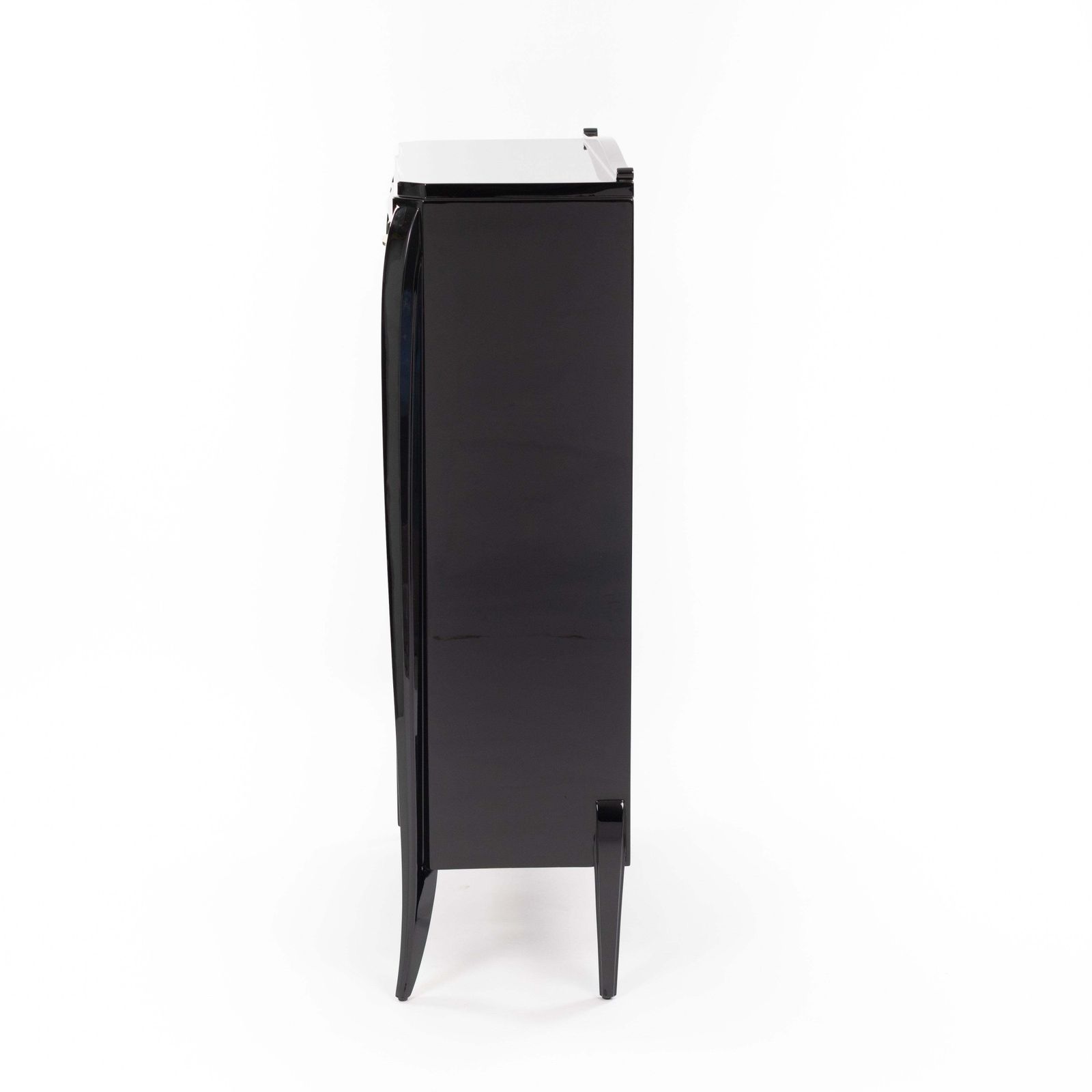 French Art Déco Secretaire Black High Gloss Lacquer Nickel Plated Fittings 1925 photo Furniture
