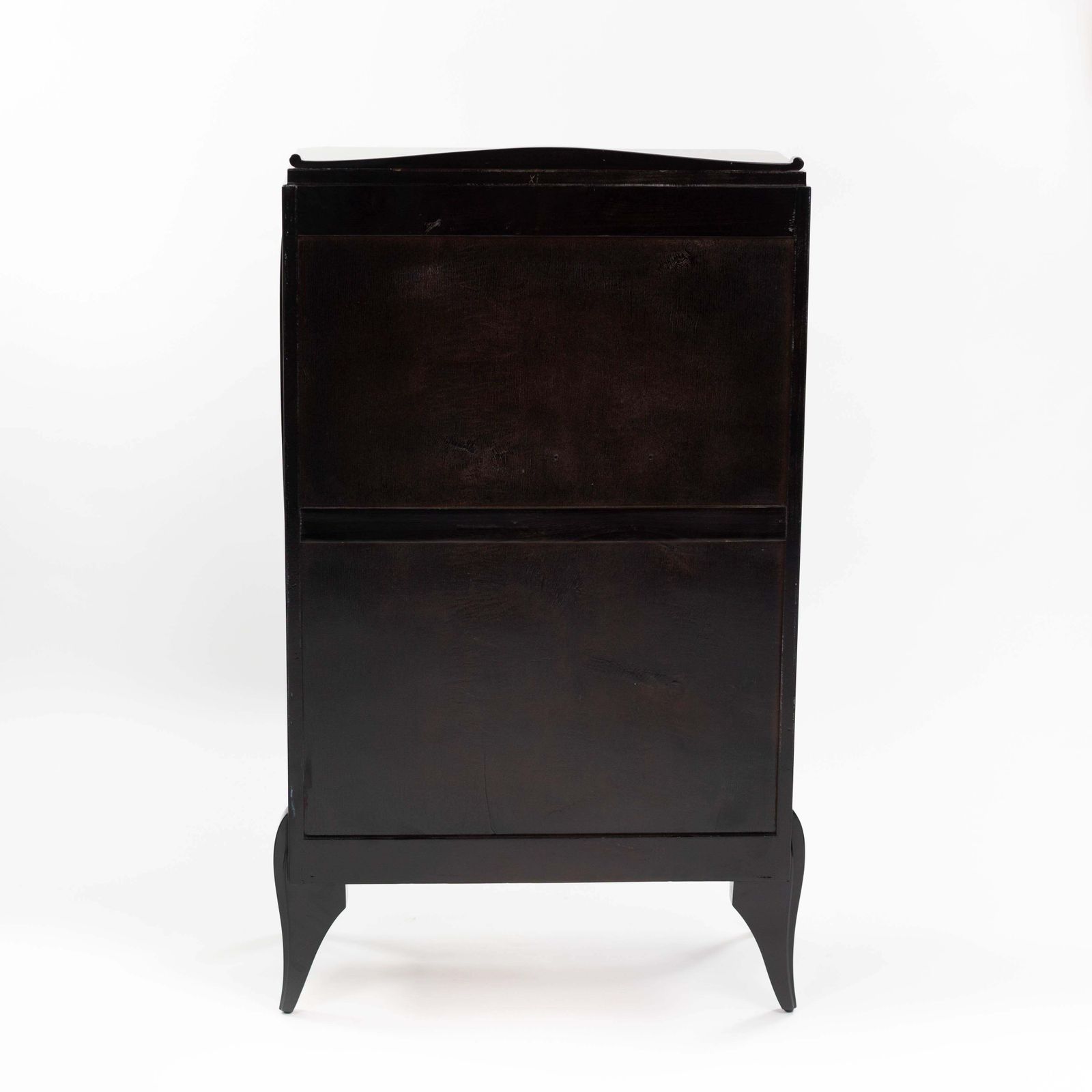 French Art Déco Secretaire Black High Gloss Lacquer Nickel Plated Fittings 1925 photo 14219.0