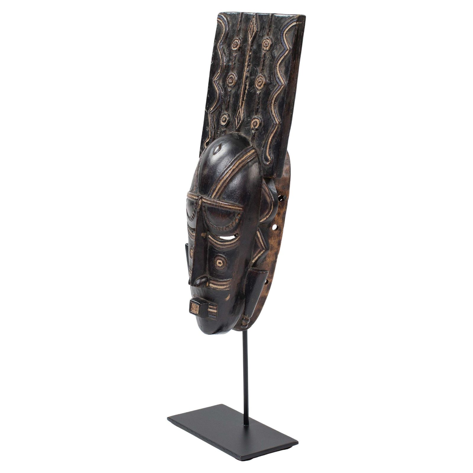 Africain Wooden Ligbi Mask Protruding Plate On The Head, Ivory Coast 1980s