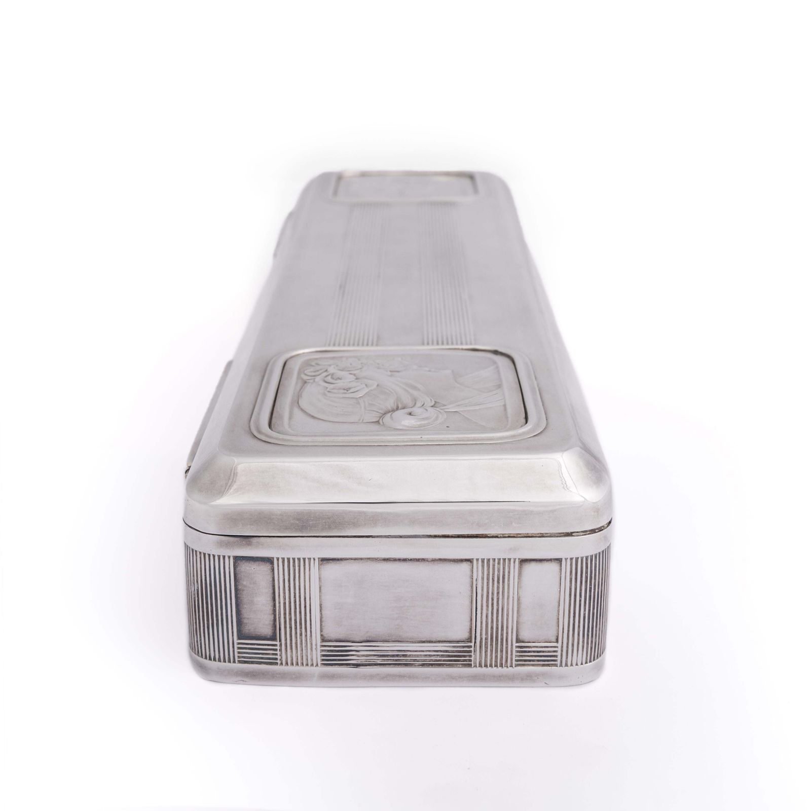 Large Art Nouveau Silver Jewelry Box France 1900 1910 photo vintage