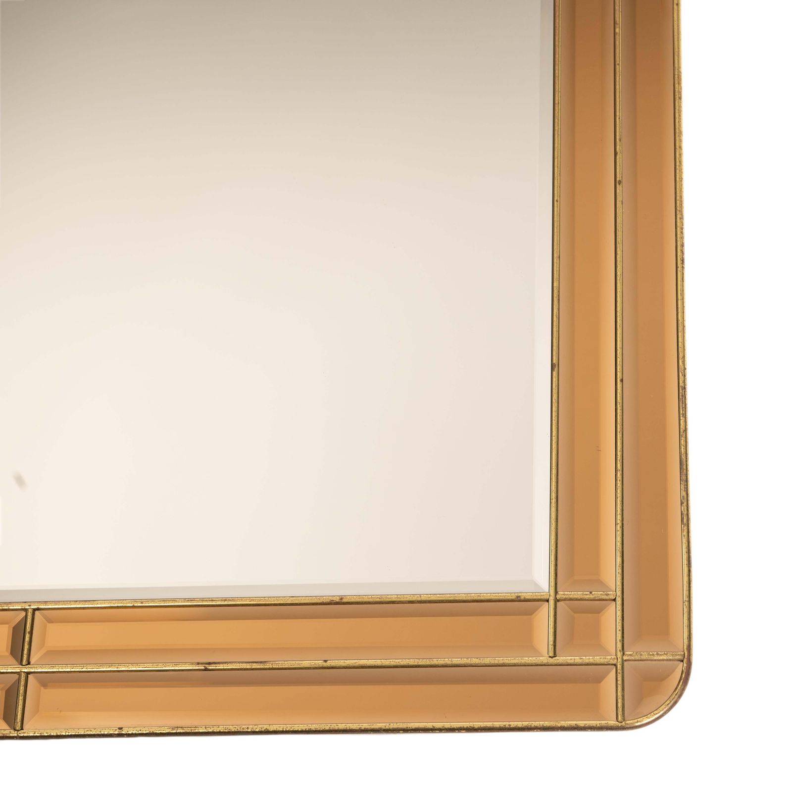 Italian Mid Century Mirror Amber Gold Faceted Surfaces 1970s photo furniture