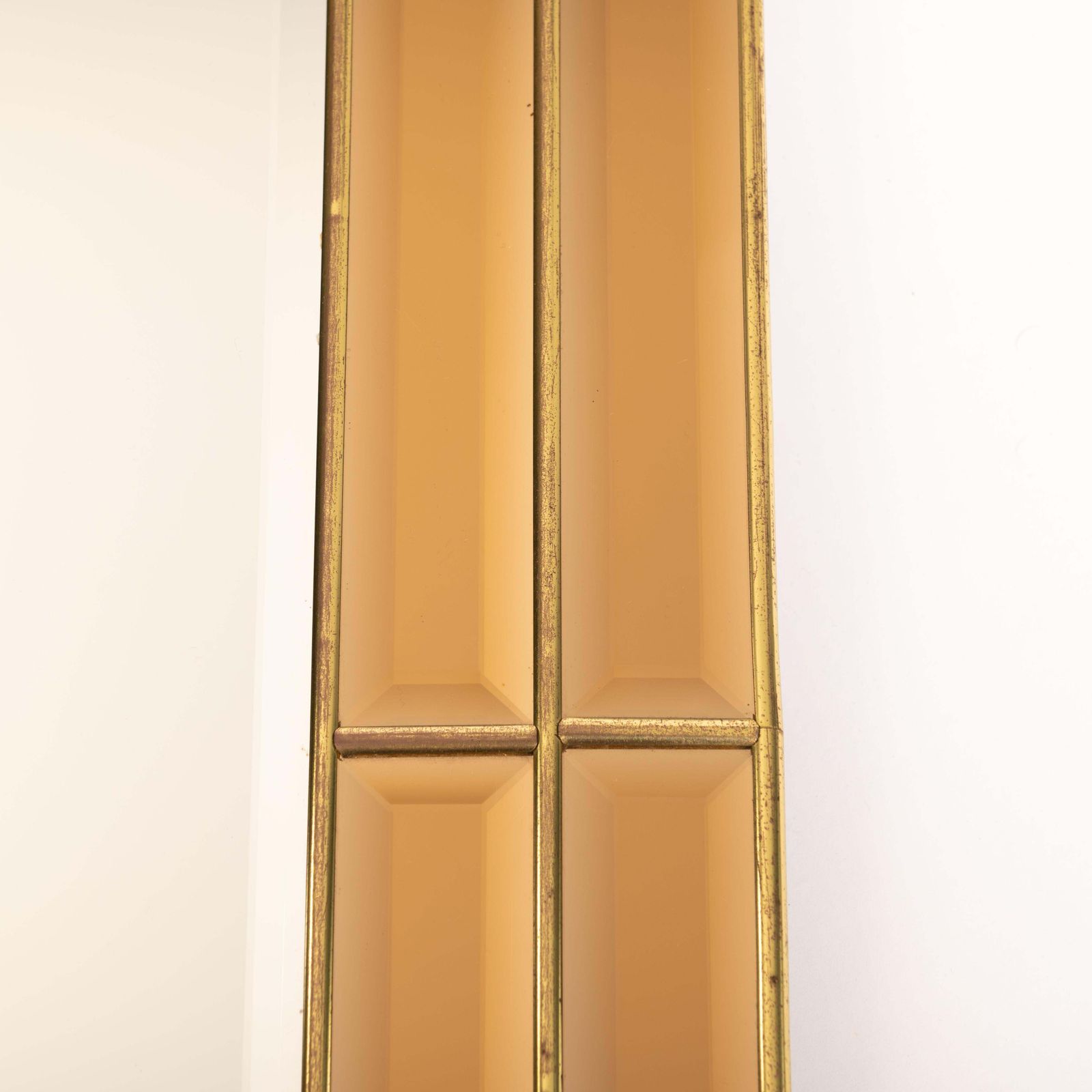 Italian Mid Century Mirror Amber Gold Faceted Surfaces 1970s photo vinterior