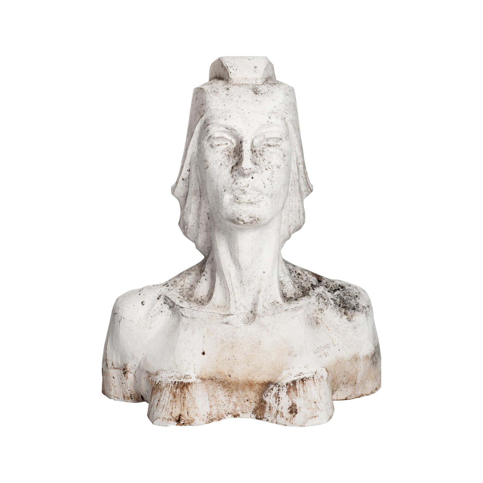 Modern Spanish White Plaster Female Bust Sculpture By Lucita Latorre, 1991