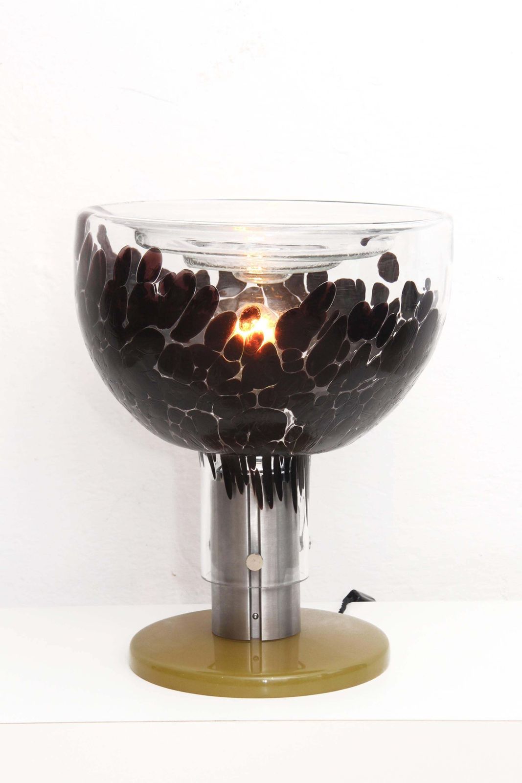 Extraordinary Italian Violet Transparent Murano Glass Table Lamp From The 1960s photo vinterior