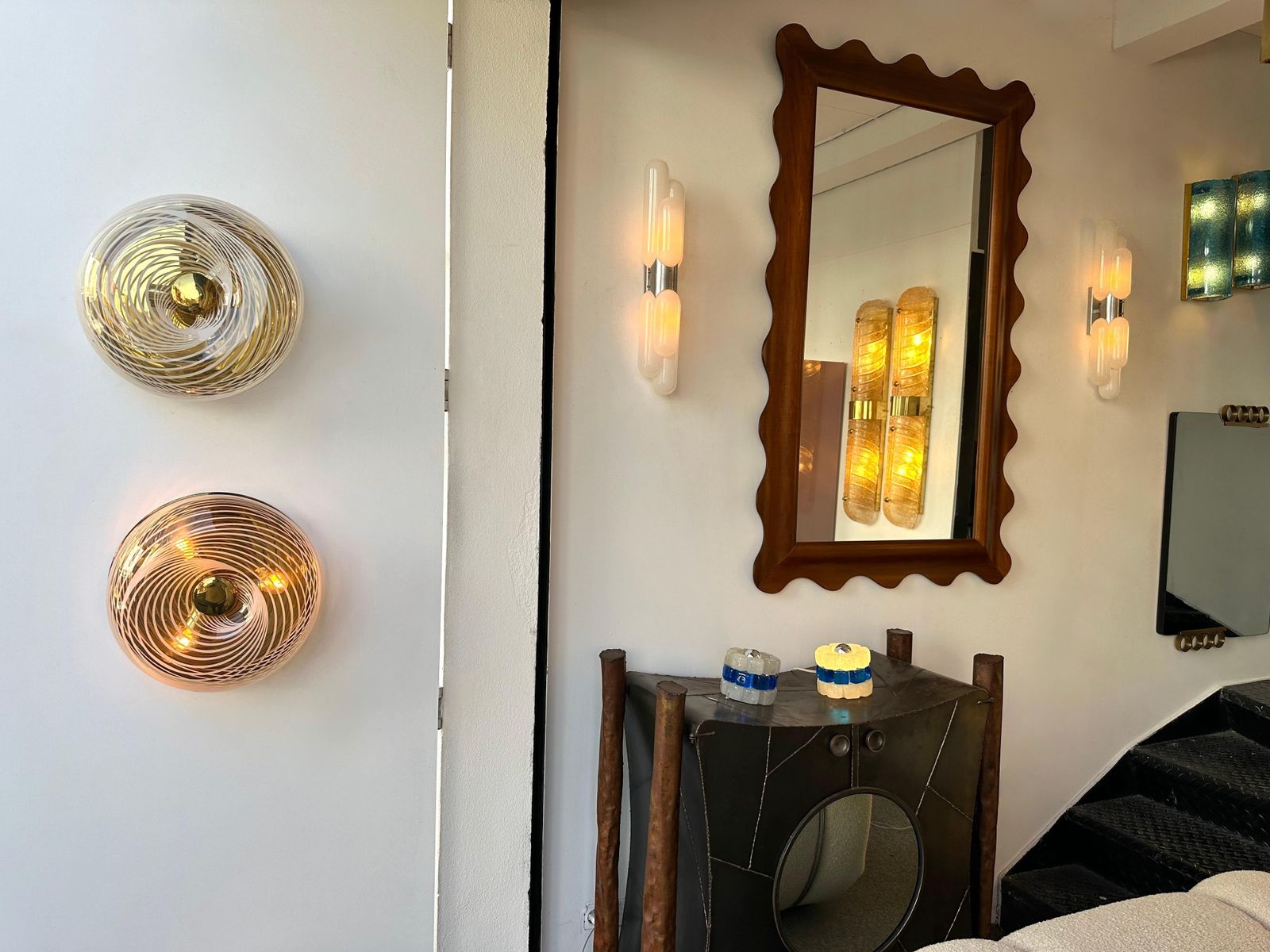 Pair Of Lucite Spiral And Brass Sconces  Italy, 1970s photo furniture