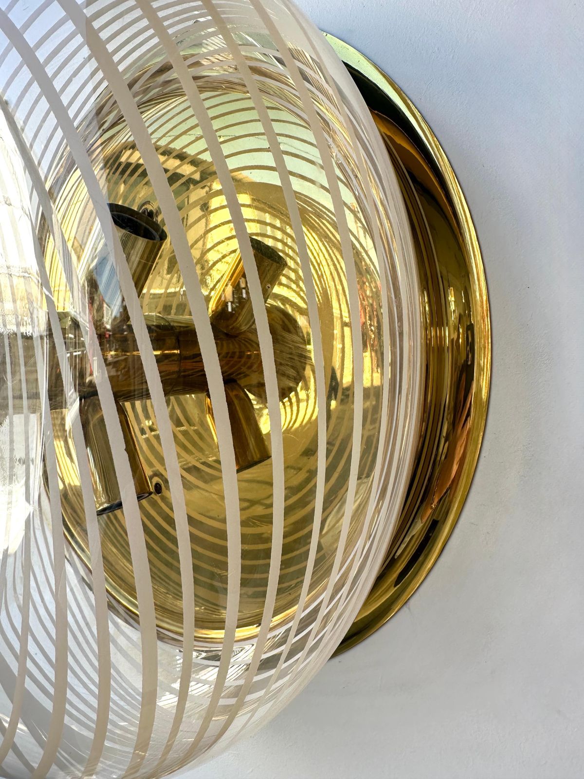 photo furniture Pair Of Lucite Spiral And Brass Sconces  Italy, 1970s