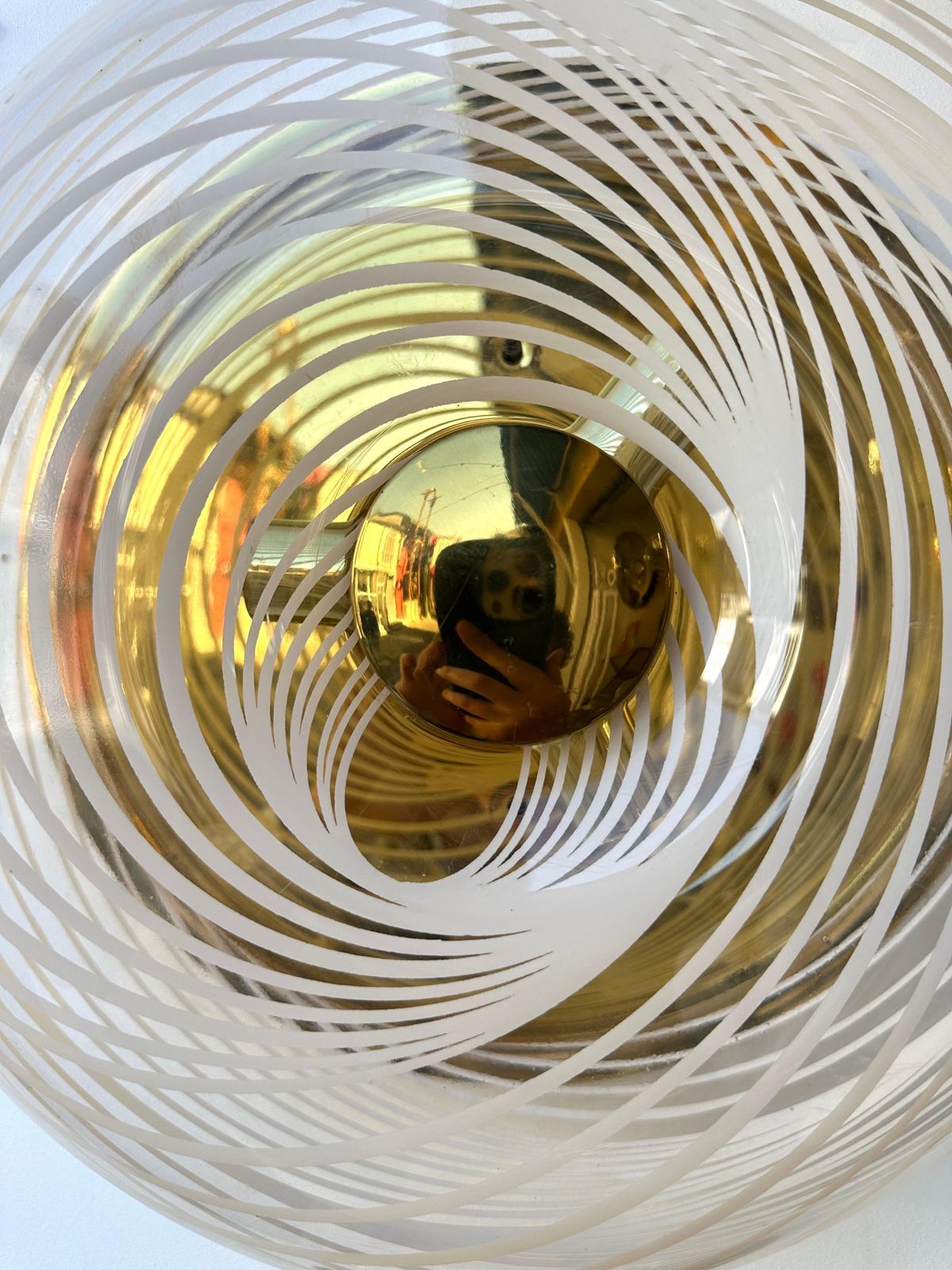 photo for sale Pair Of Lucite Spiral And Brass Sconces  Italy, 1970s