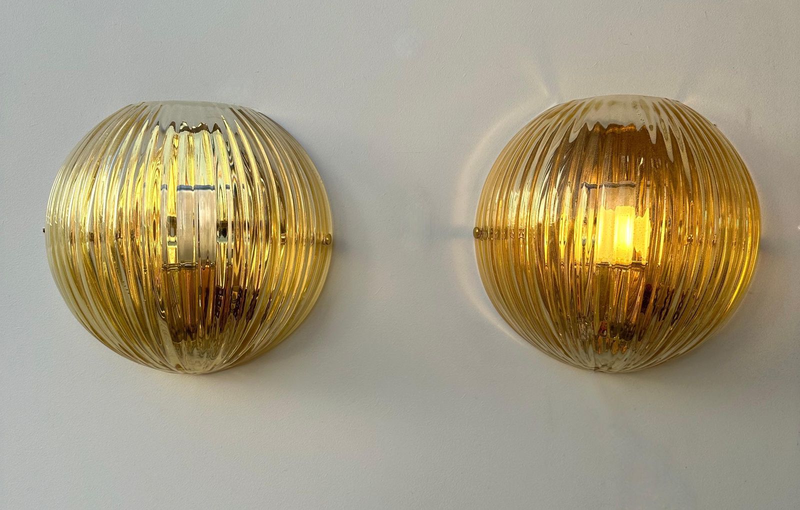 Contemporary Pair Of Gold Leaf Murano Glass Half Ball Sconces, Italy, 2000s photo furniture