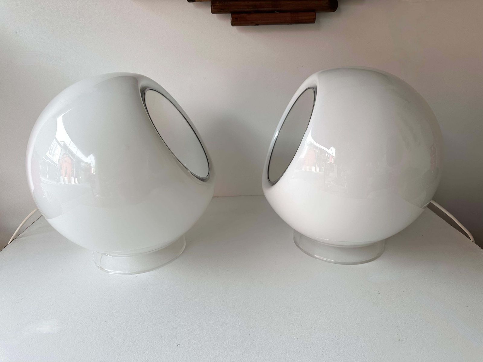 Pair Of Murano Ball Glass Lamps Elios By Giusto Toso For Leucos, Italy, 1970s photo vintage