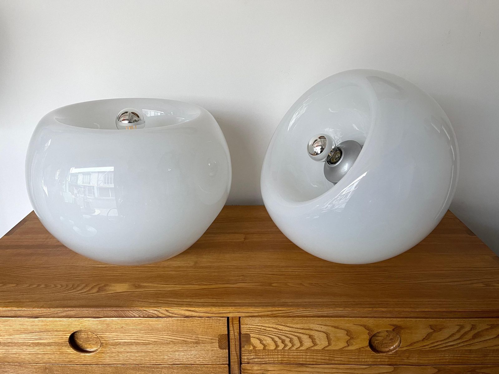 Space Age Pair Of Vacuna Murano Glass Lamps By Artemide, Italy, 1968 photo furniture
