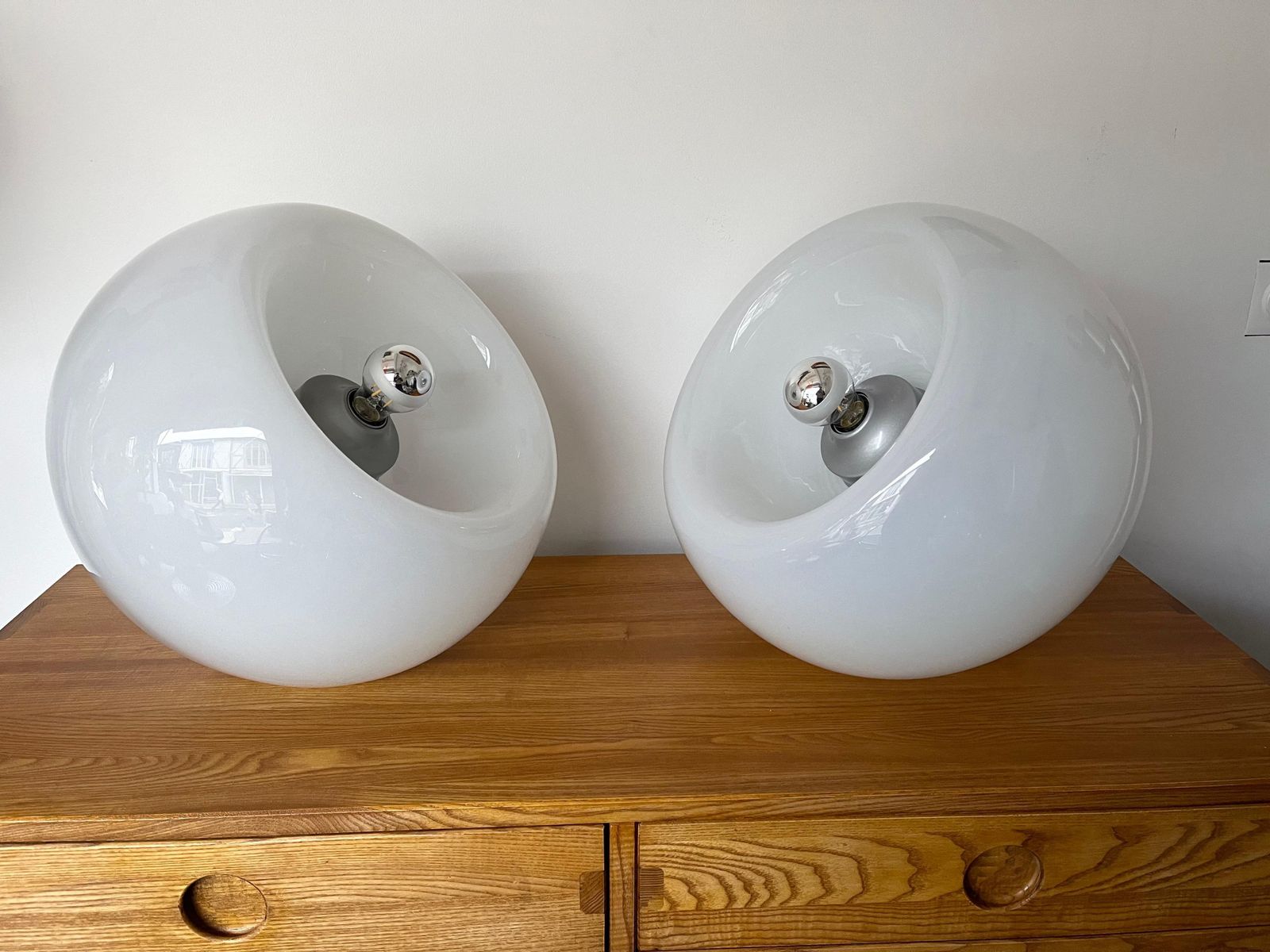 Lighting Space Age Pair Of Vacuna Murano Glass Lamps By Artemide, Italy, 1968 photo