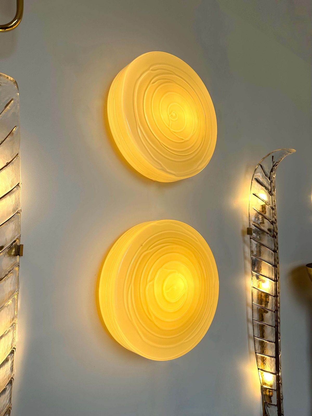 photo for sale Contemporary Pair Of Murano Glass Candy Sconces By Vistosi, Italy, 2000s