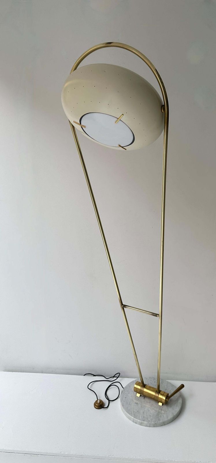 Mid Century Floor Lamp Brass Metal By Angelo Lelii For Arredoluce, Italy, 1950s photo for sale