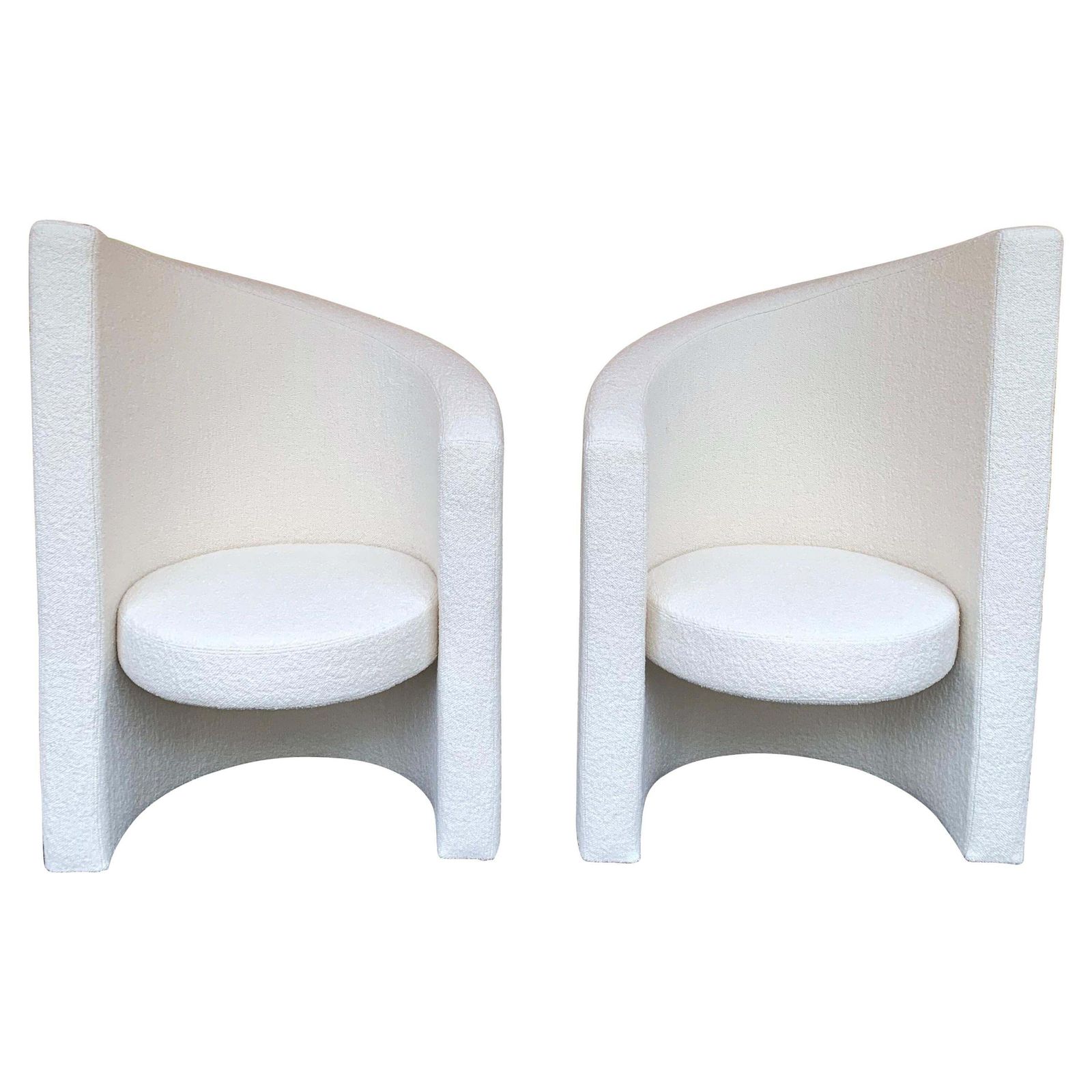Pair Of Leaf Armchairs Bouclé Fabric, Italy, 1980s
