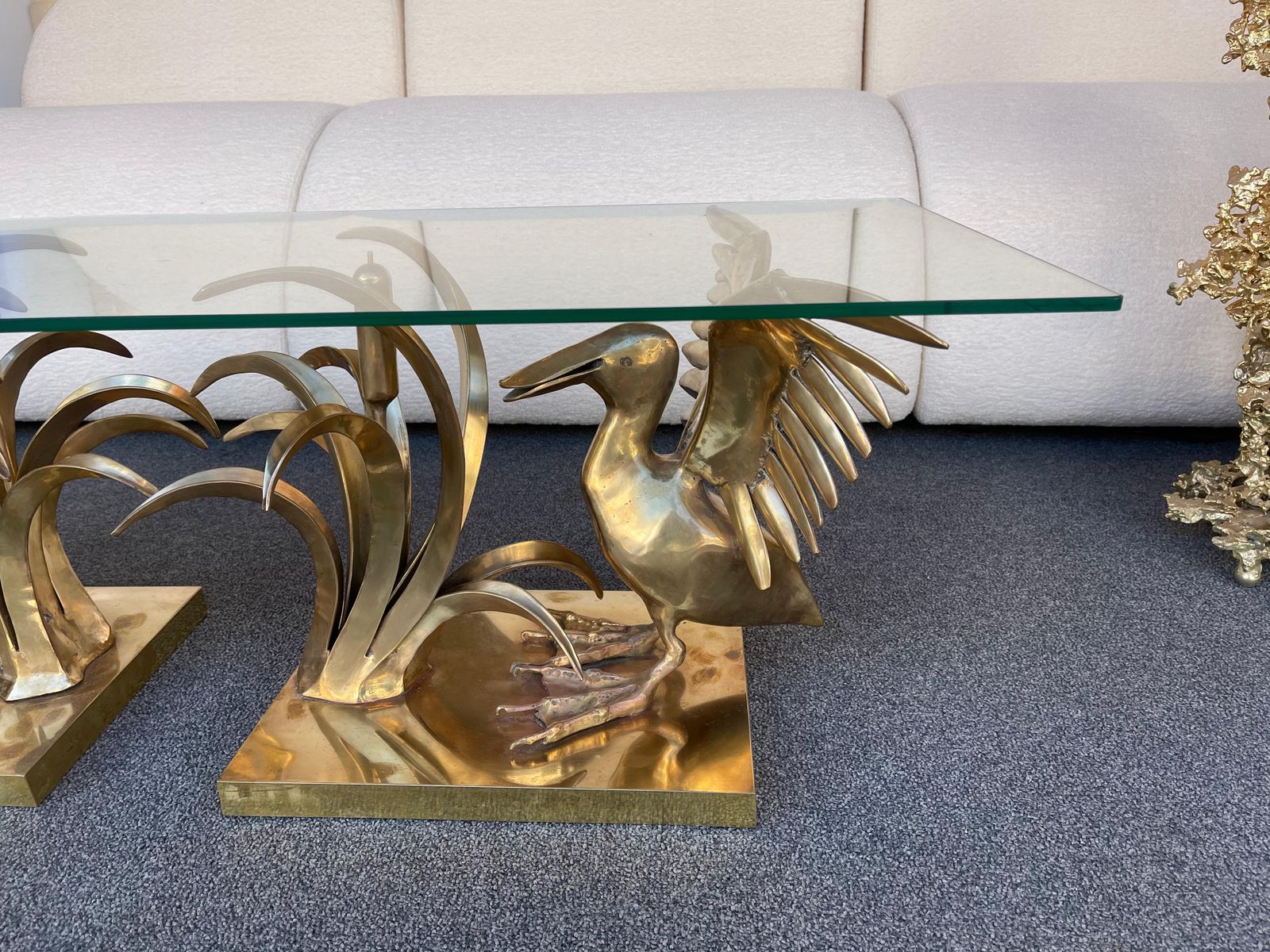 Bronze Pelican And Reed Coffee Table By Christian Techoueyres, France, 1970s photo for sale