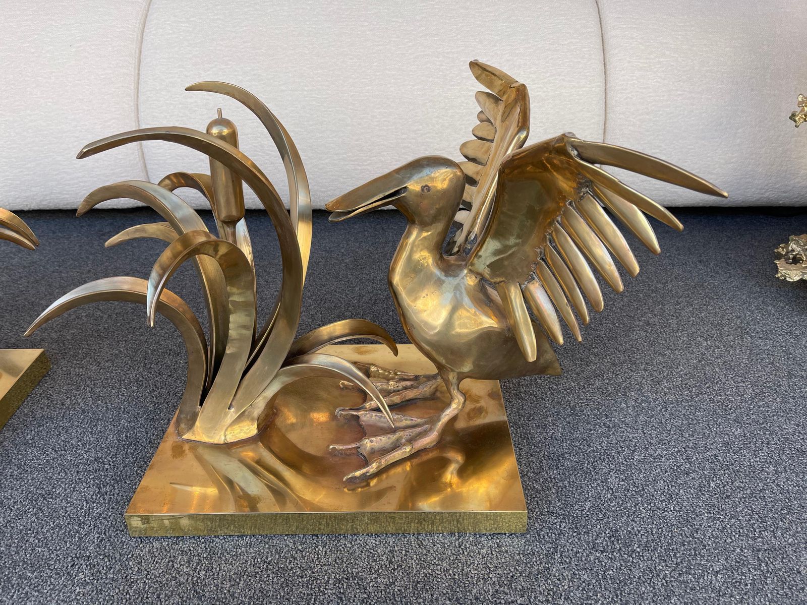 Bronze Pelican And Reed Coffee Table By Christian Techoueyres, France, 1970s photo vinterior