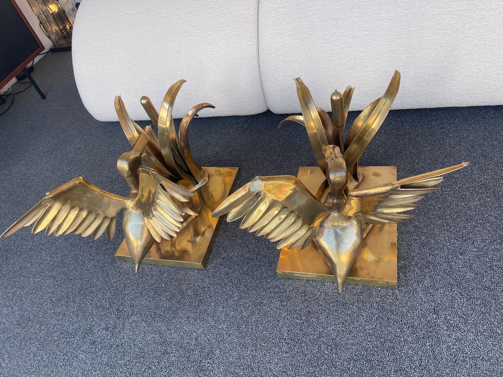 Furniture Bronze Pelican And Reed Coffee Table By Christian Techoueyres, France, 1970s photo