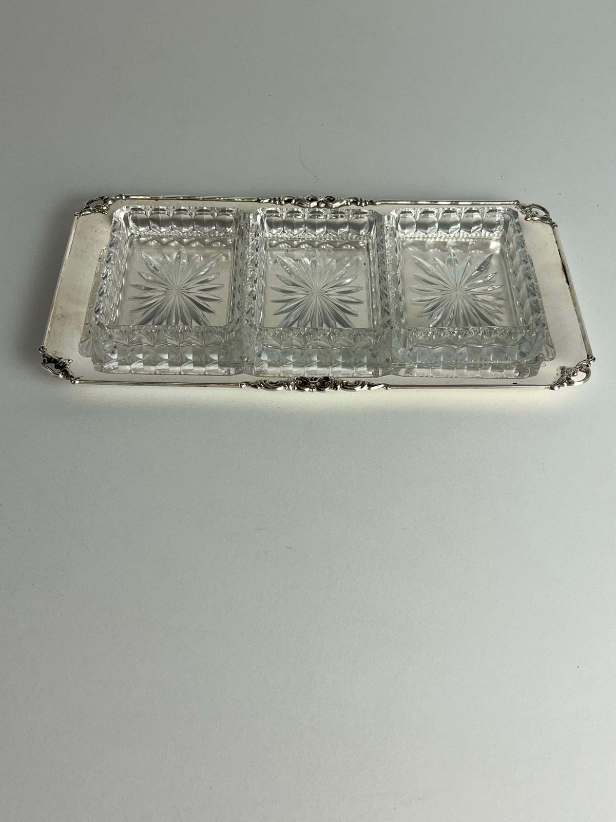 800 Silver And Glass Appetizer Dish, Made In Italy, 1980s photo for sale