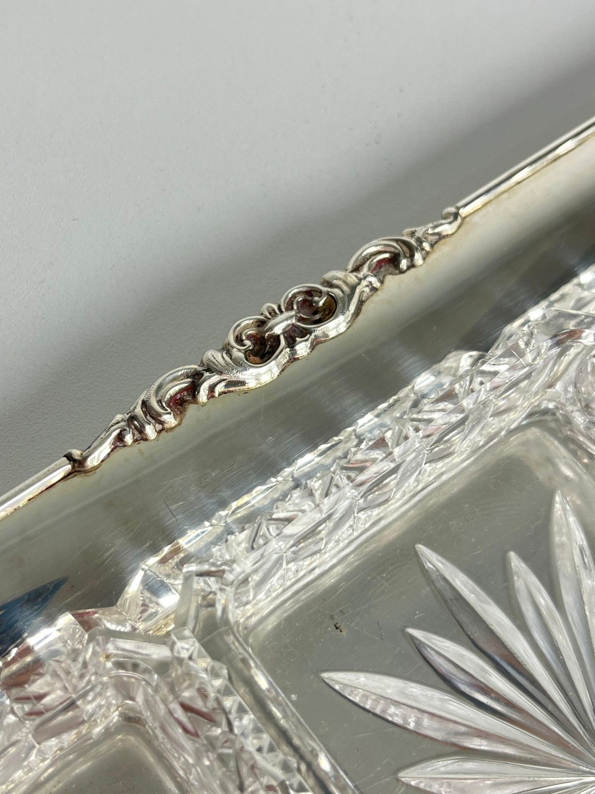 photo furniture 800 Silver And Glass Appetizer Dish, Made In Italy, 1980s