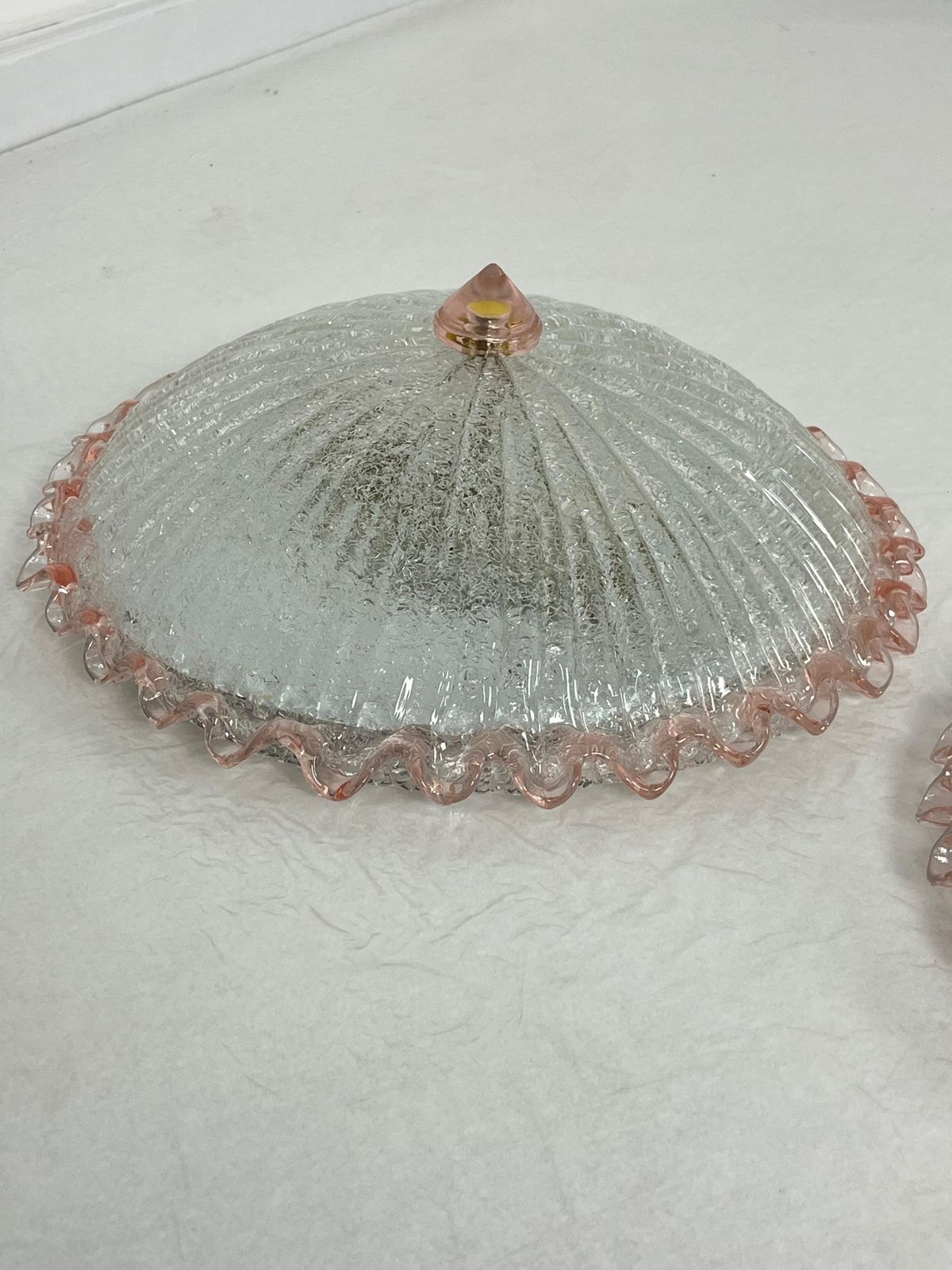 Set Of 2 Murano Glass Ceiling Lights, In The Style Of Barovier & Toso 1980s photo vinterior