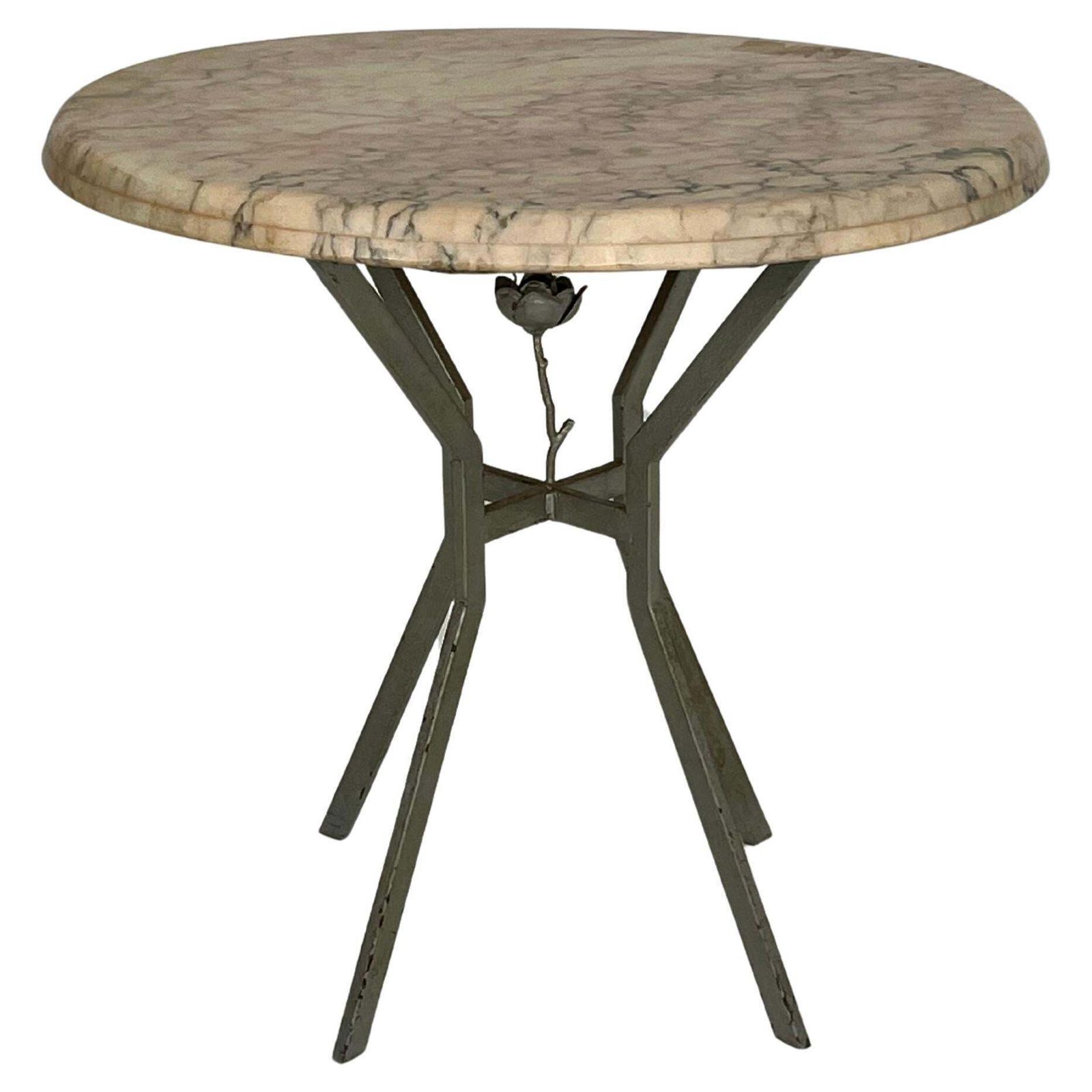 Iron Coffee Table With Marble Top, Made In Italy 1960s