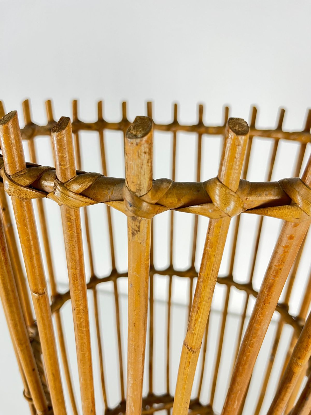 Mid Century Bamboo Umbrella Stand, Made In Italy, 1960s photo vintage