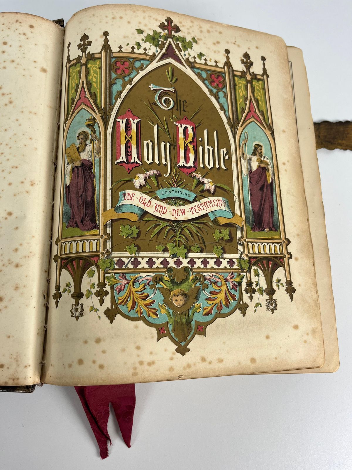"The Holy Bible" By Rev. John Brown, 1870s photo vinterior
