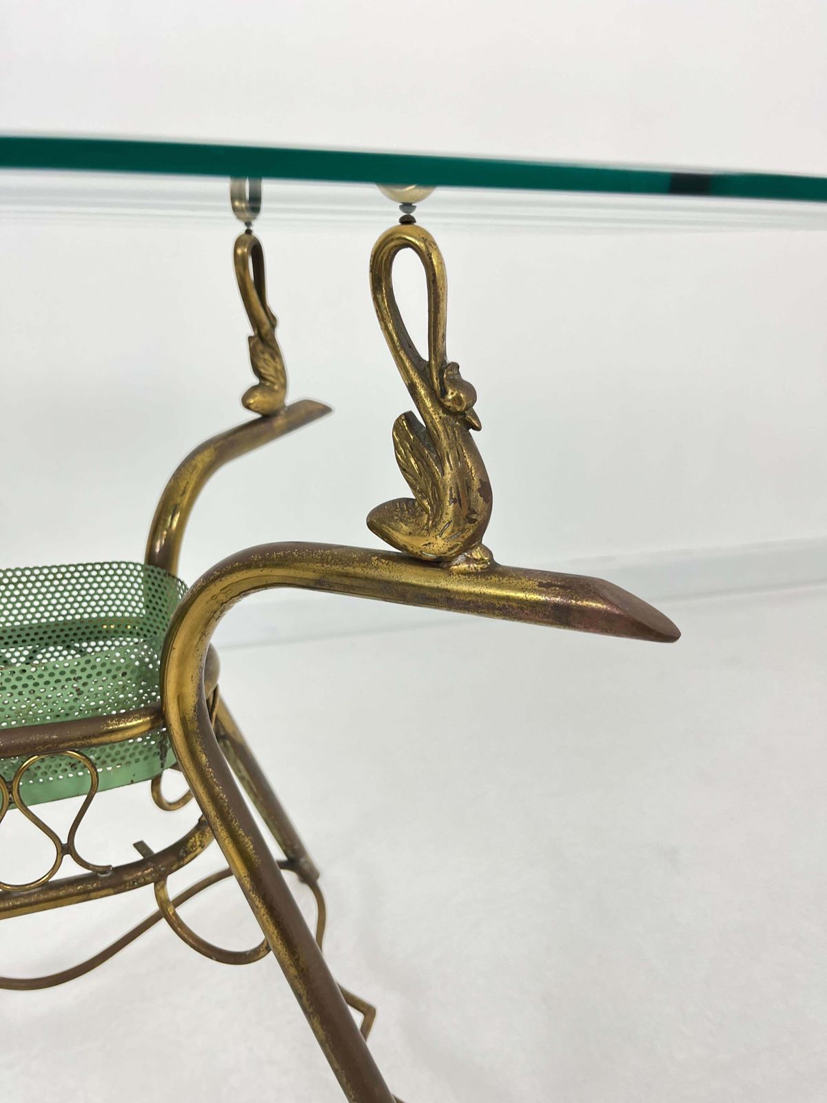 Mid Century Brass Italian Coffee Table Glass Top, 1950s photo Furniture