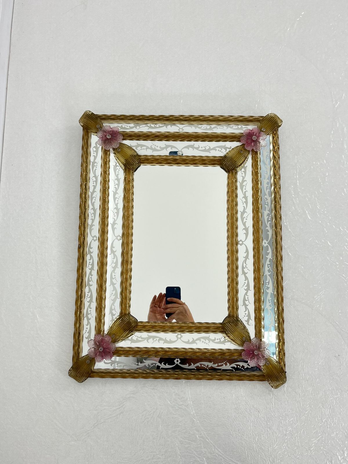 Mid Century Murano Glass Wall Mirror Maestri Muranesi, 1950s photo for sale
