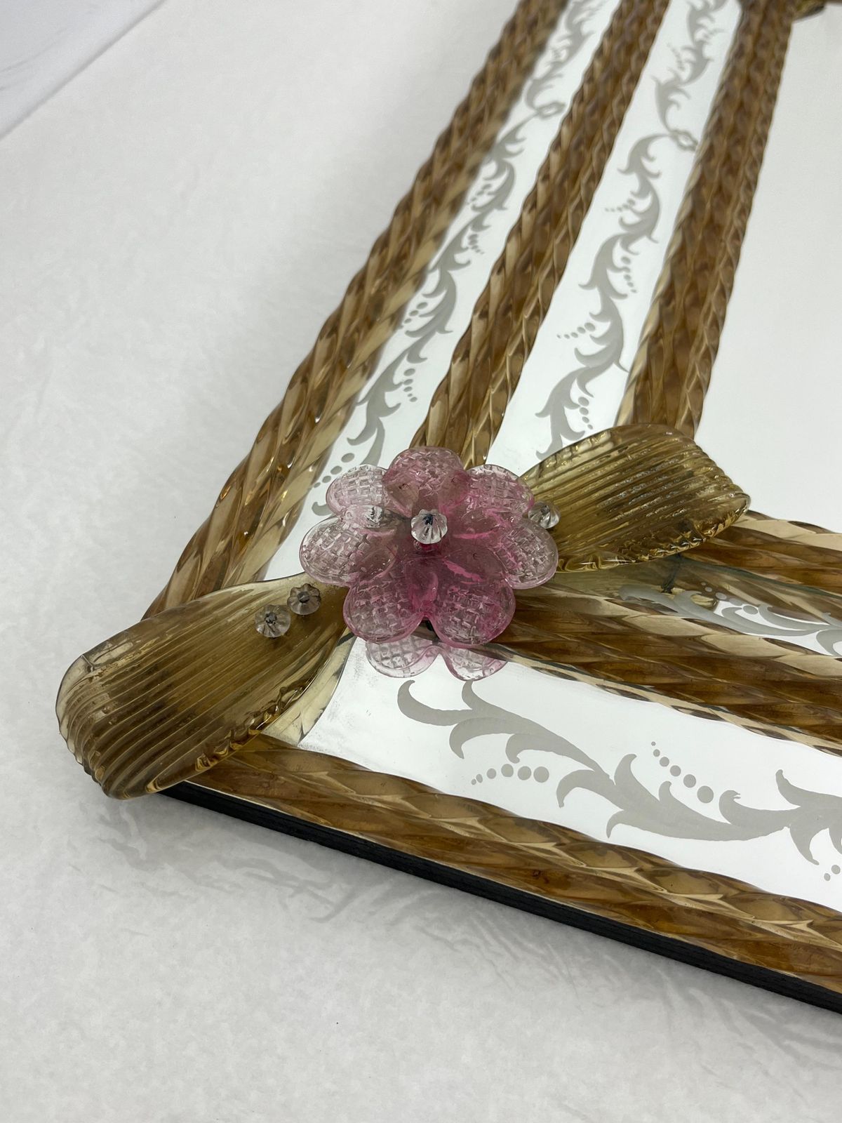 Mid Century Murano Glass Wall Mirror Maestri Muranesi, 1950s photo vinterior
