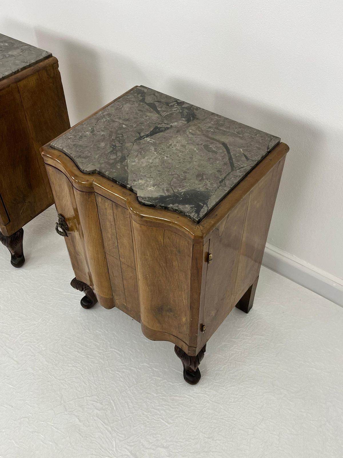 Set Of 2 Sicilian Art Deco Night Stands With Marble Top 1940s photo for sale