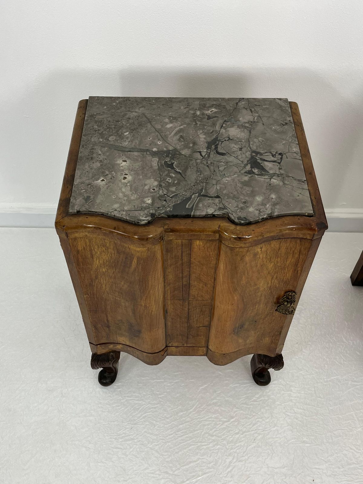 photo furniture Set Of 2 Sicilian Art Deco Night Stands With Marble Top 1940s