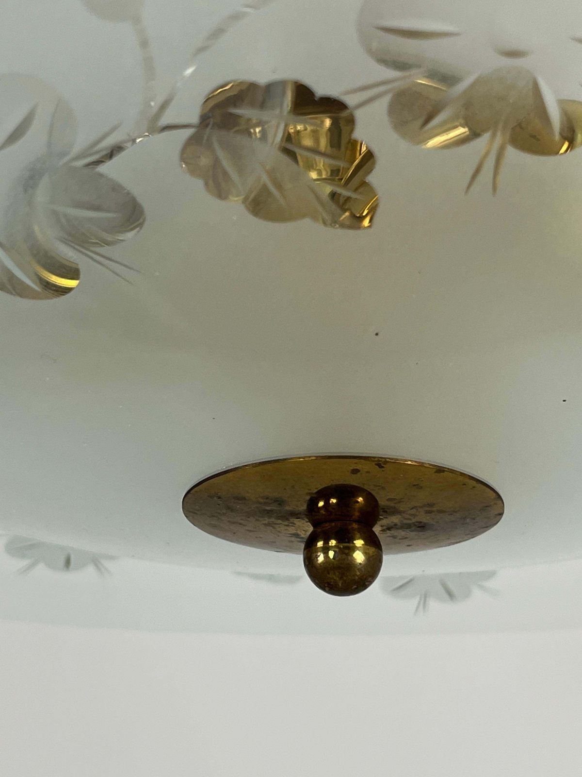 Nile Green Murano Glass And Brass Chandelier Attributed To Pietro Chiesa 1950s photo vintage