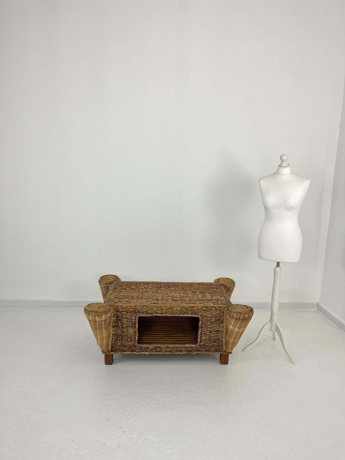 Mid Century Rattan And Bamboo Coffee Table, Made In Italy, 1960s photo vintage