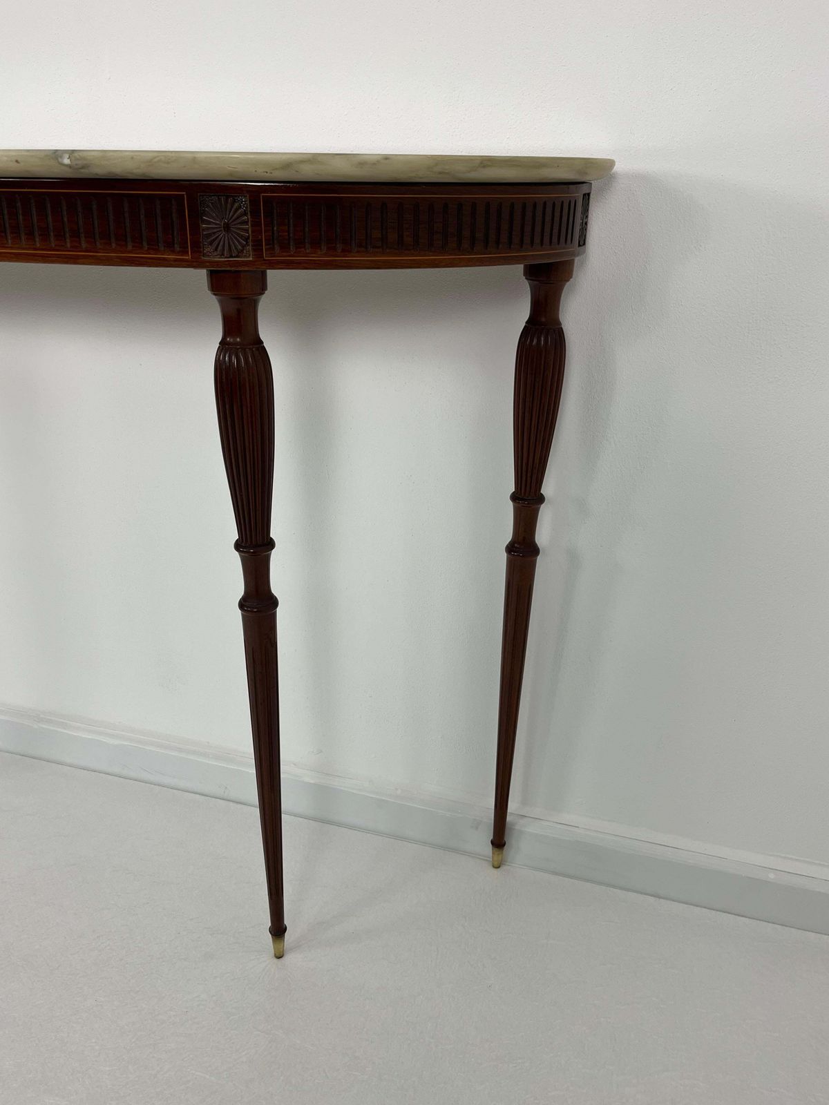 Italian Console Table Mid Century Marble Top Brass Details 1950s photo 2484.0