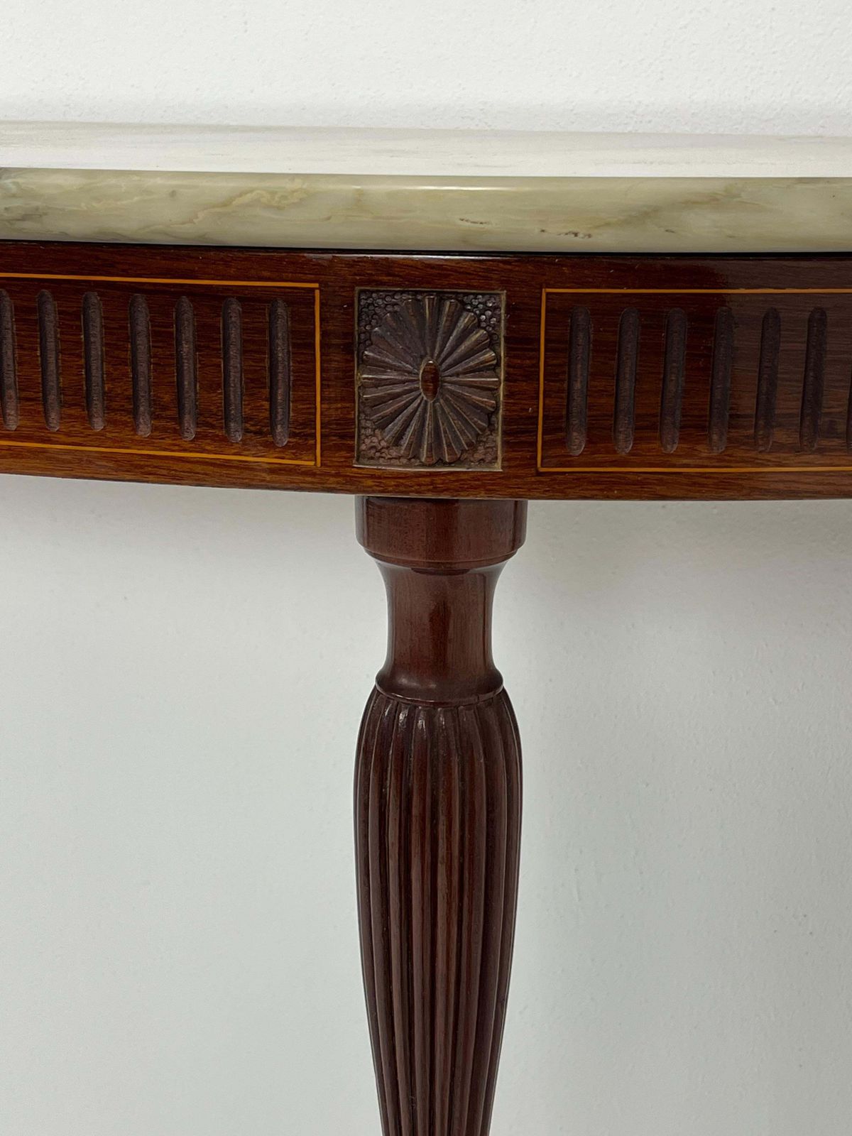 Italian Console Table Mid Century Marble Top Brass Details 1950s photo buy