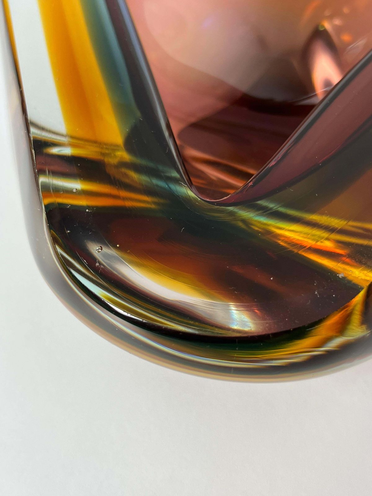 Large Mid Century Murano Glass Ashtray Amber, 1960s photo 771.0