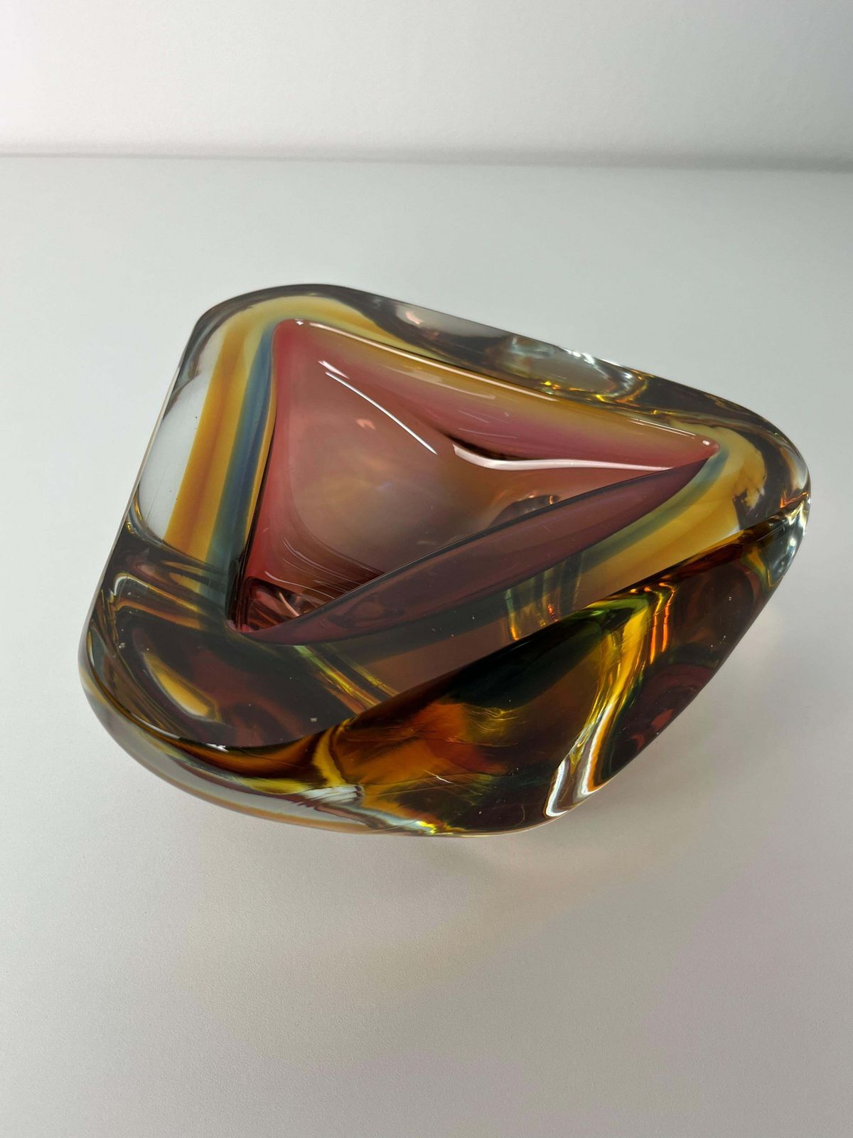 Large Mid Century Murano Glass Ashtray Amber, 1960s photo buy