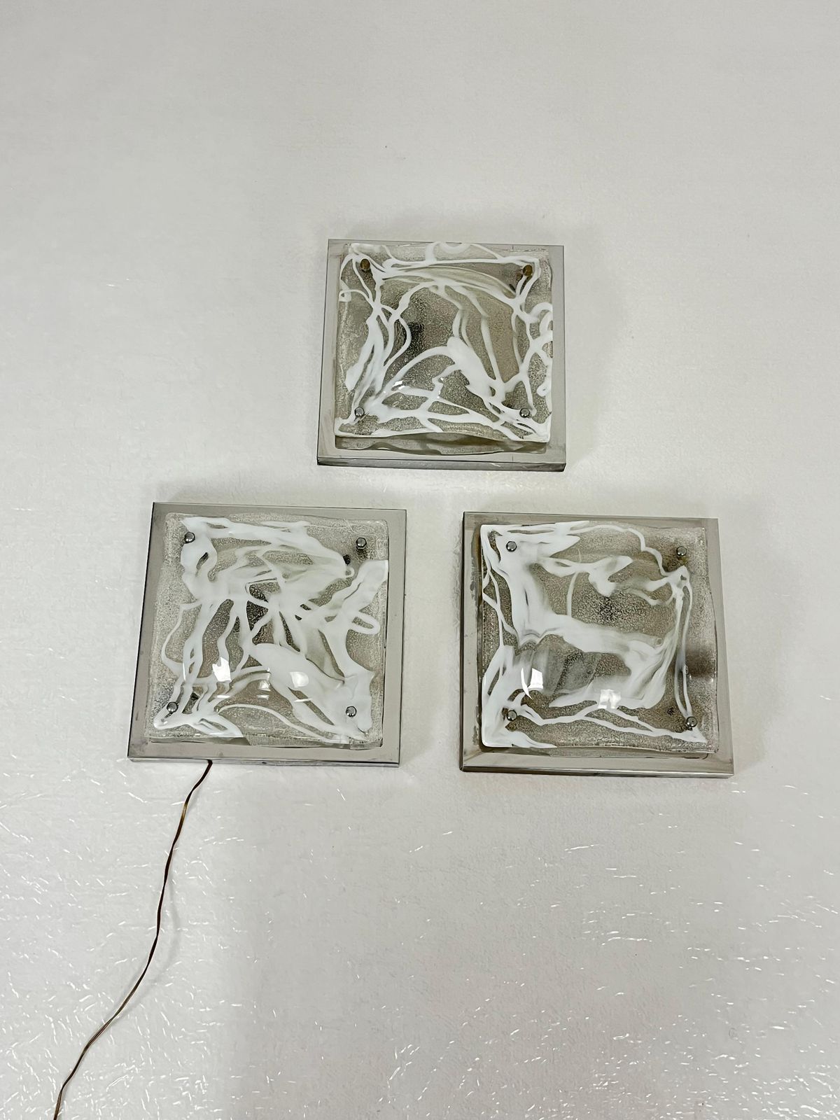 Set Of 3 Murano Glass Wall Lamps Attributed To Toni Zuccheri For Mazzega, 1960s photo furniture