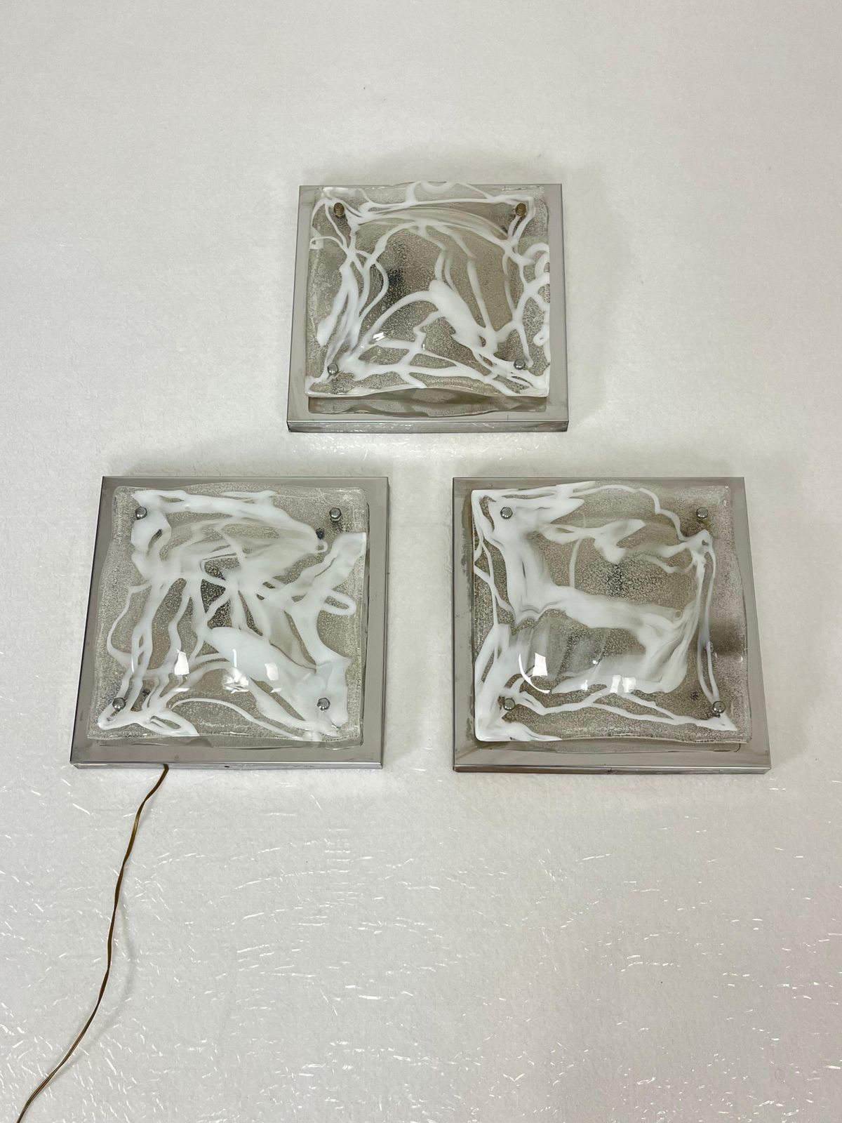 Set Of 3 Murano Glass Wall Lamps Attributed To Toni Zuccheri For Mazzega, 1960s photo 1620.0