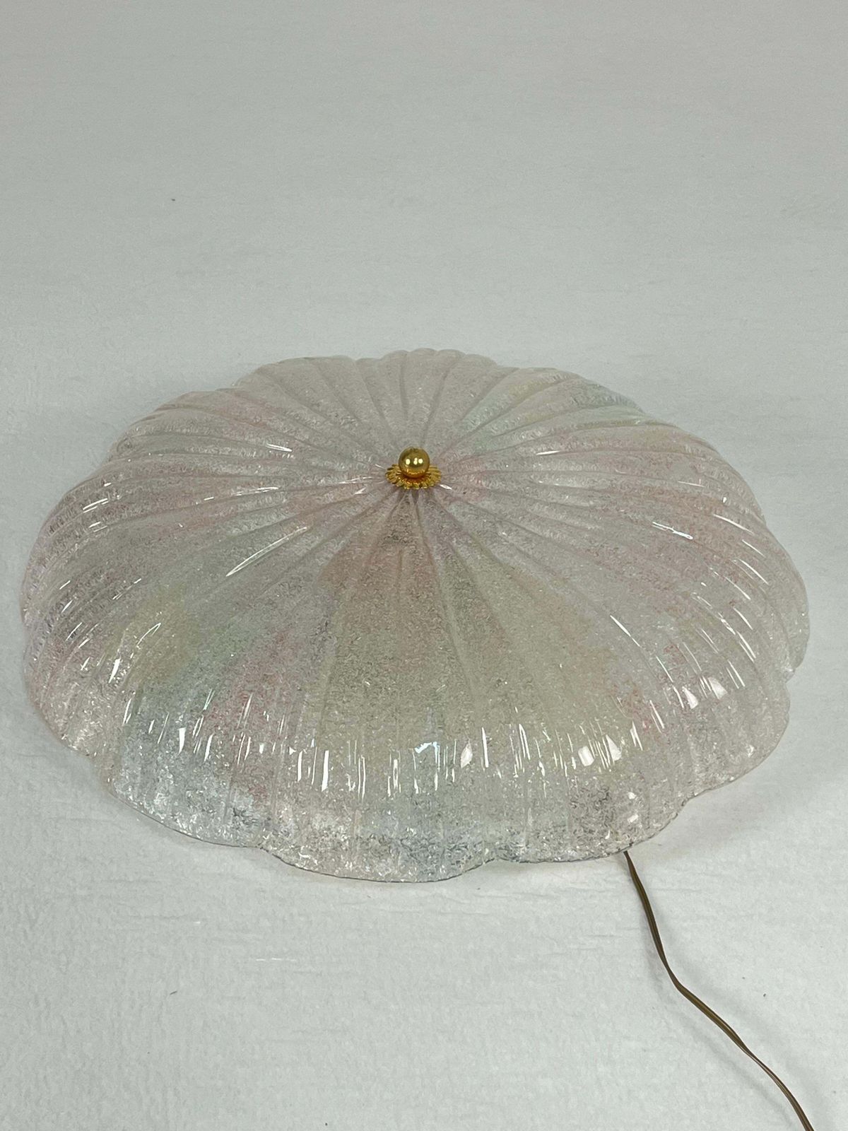 Venetian Ceiling Lamp 2 Lights Murano Glass, 1980s photo vintage