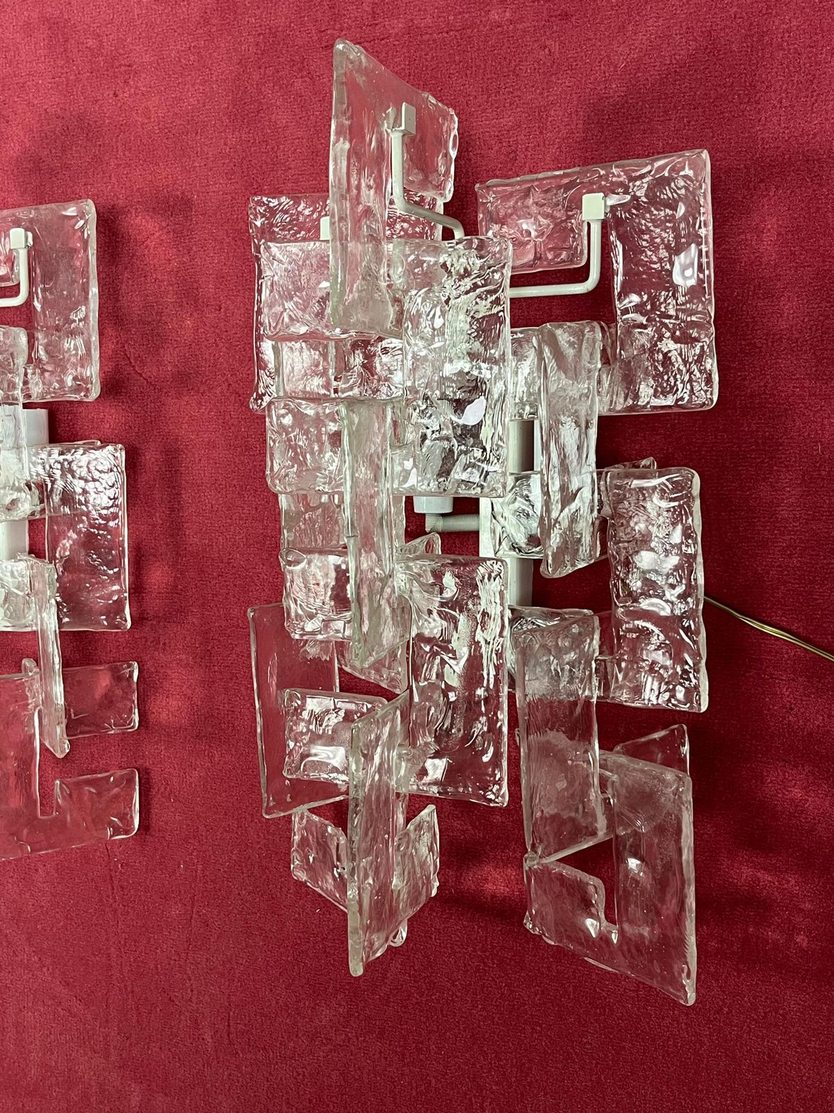 Set Of 2 Murano Glass Wall Lamps By Carlo Nason For Mazzega, 1960s photo vinterior